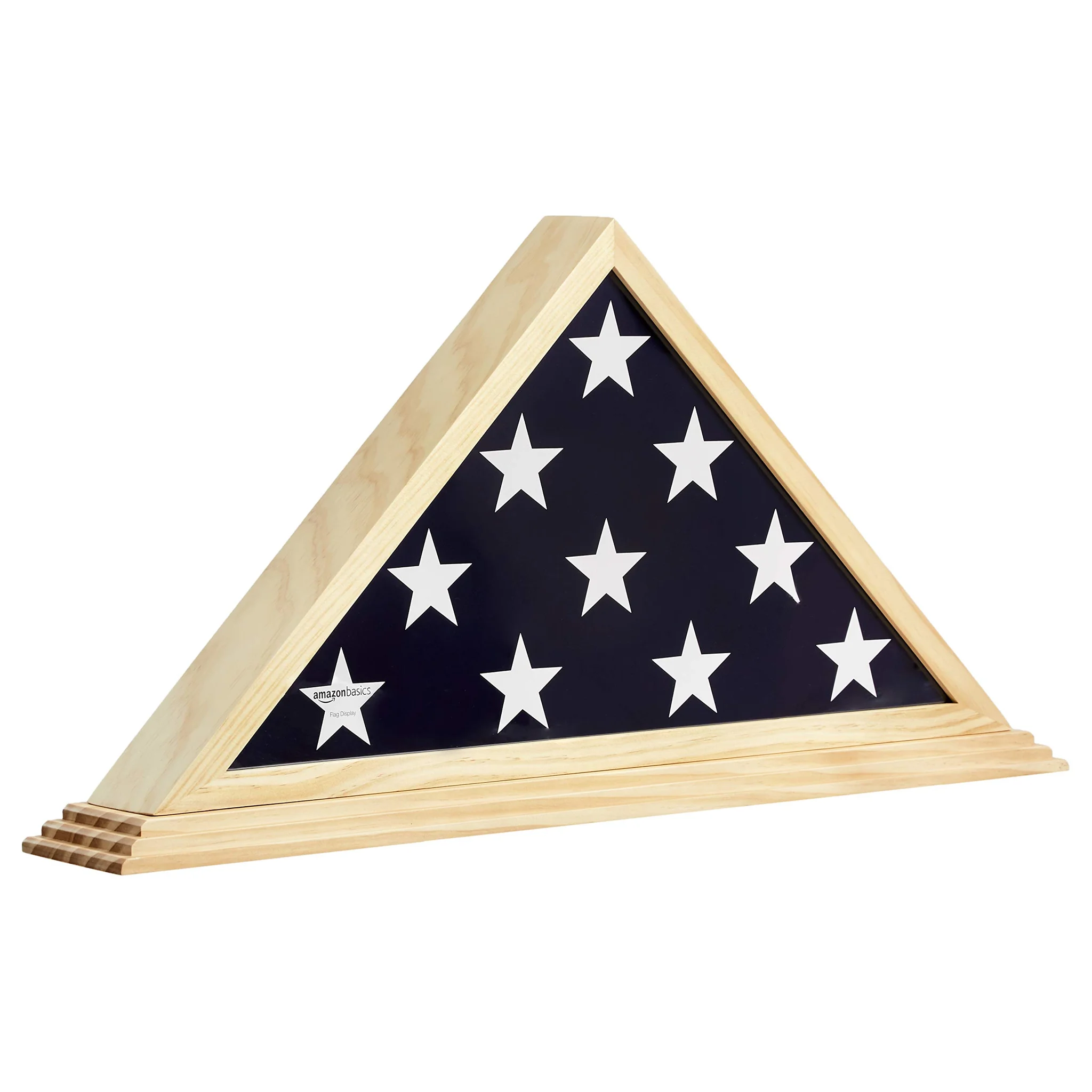 Military Flag Display Case Natural Wood Triangle