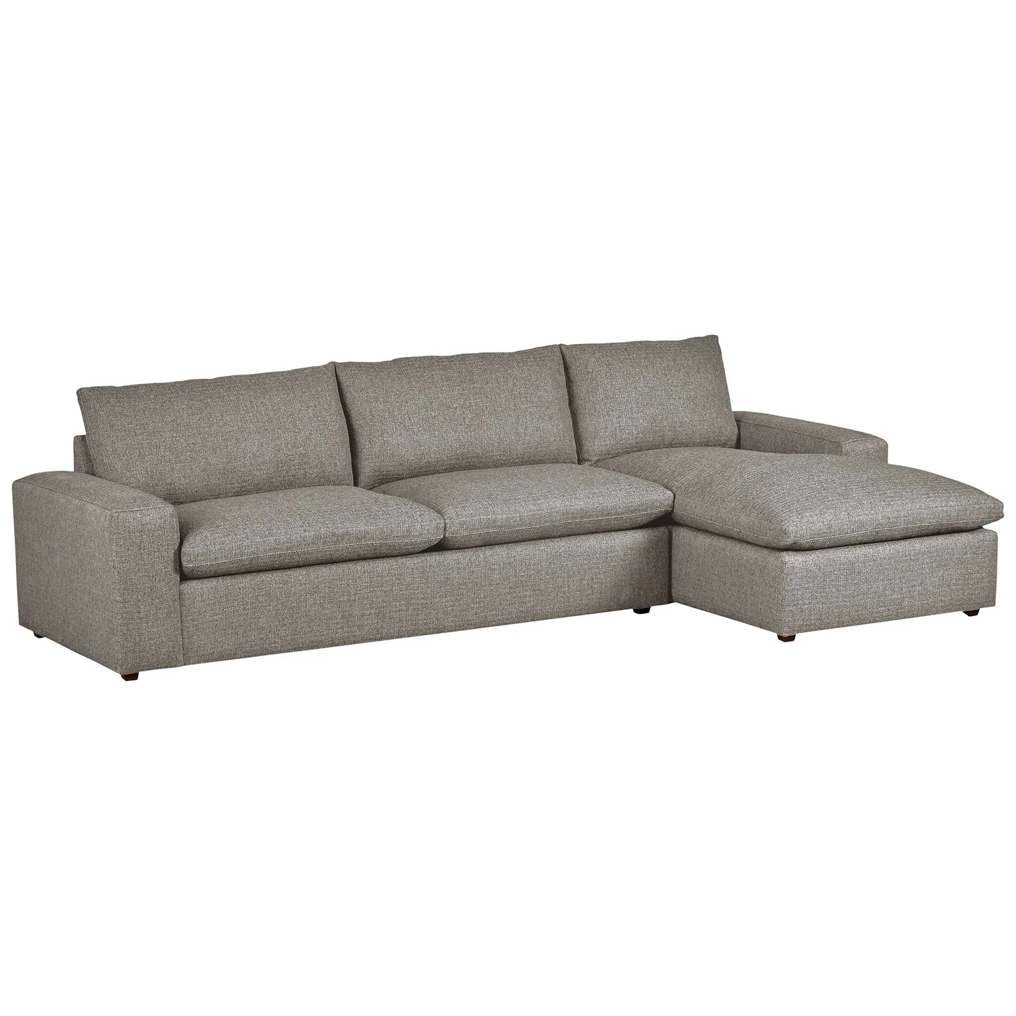 Modern Grey Tweed Sectional Sofa with Chaise Lounge