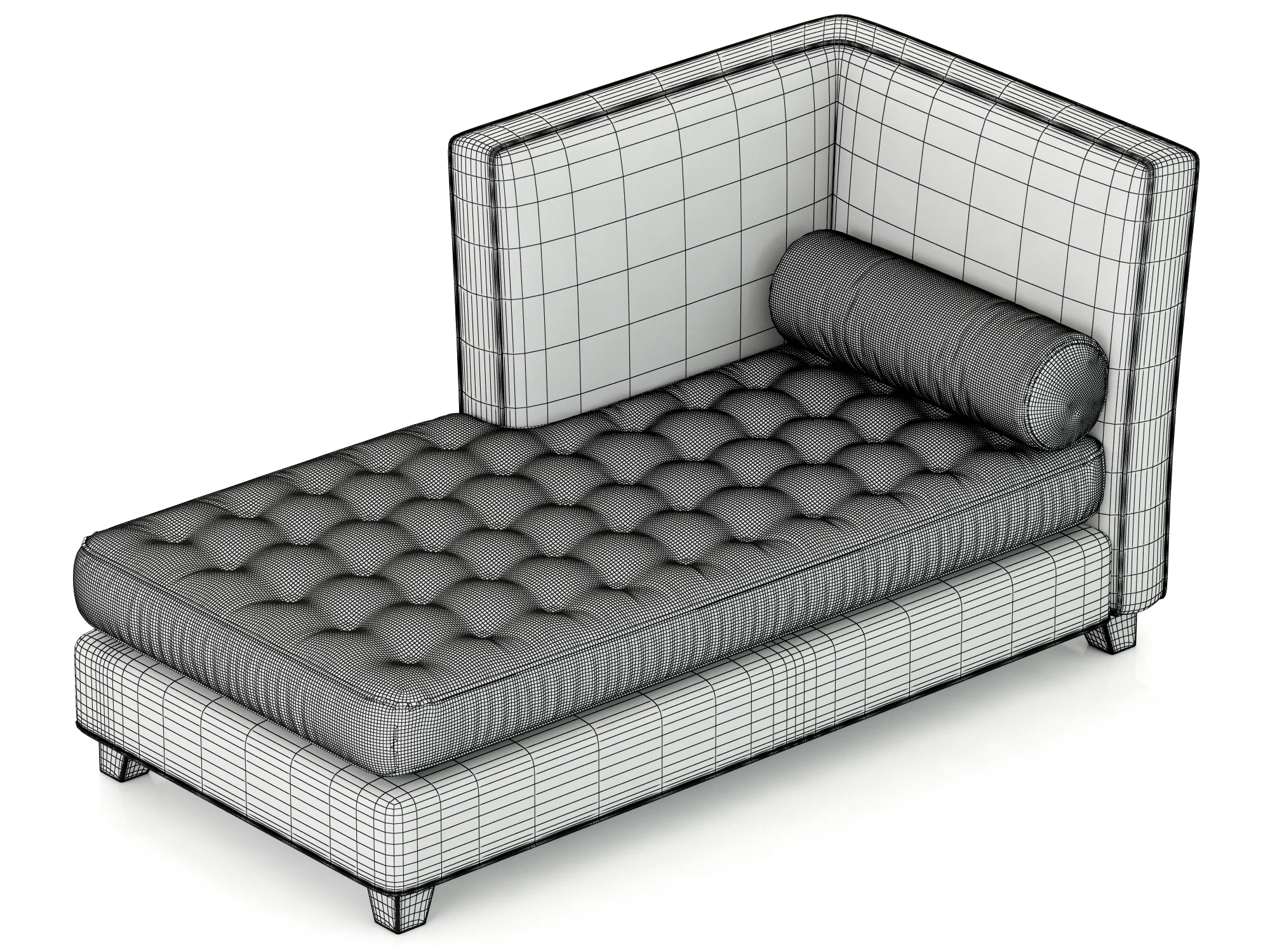 RH Teen Rylin Tufted Velvet Left Arm Chaise — 3D model preview 8