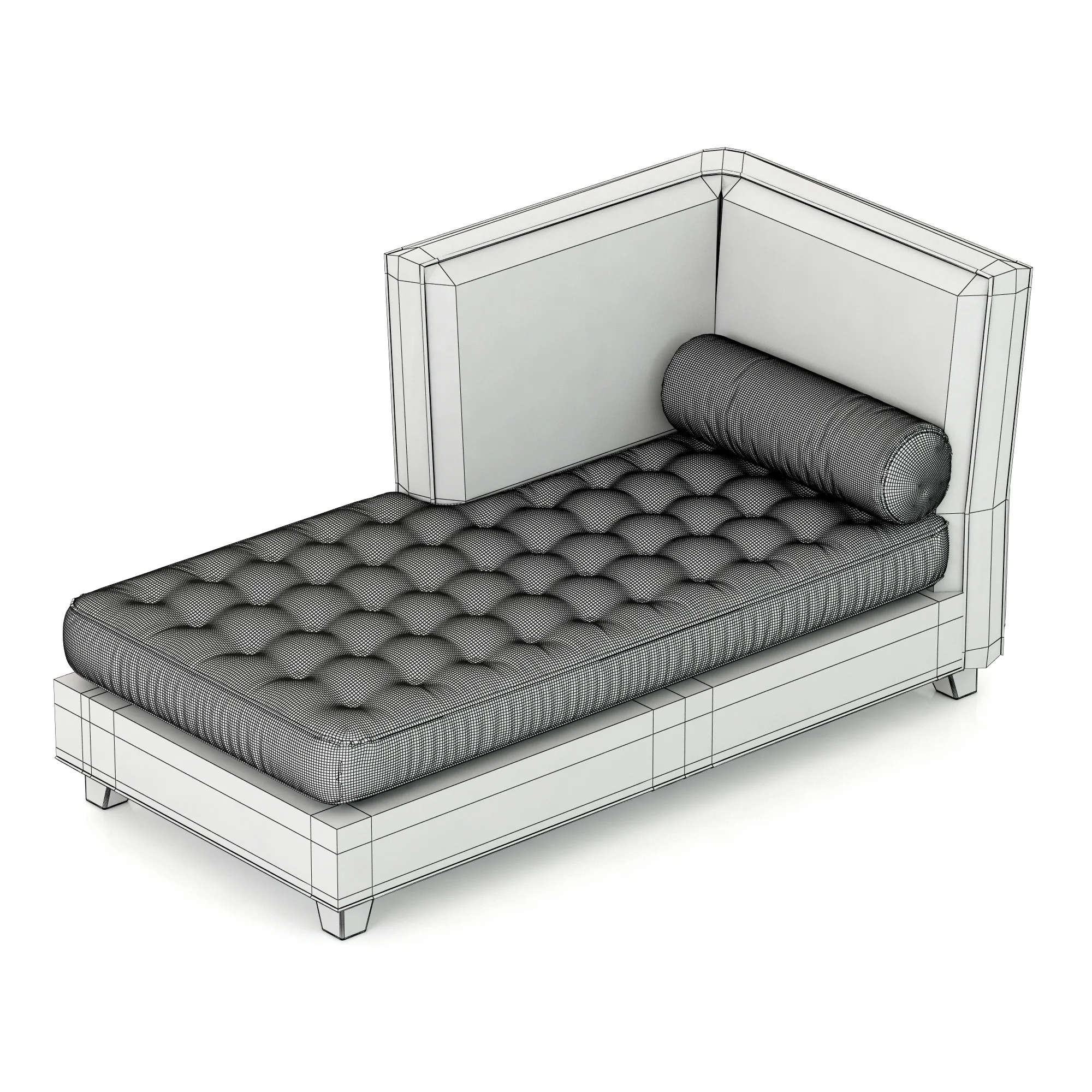 RH Teen Rylin Tufted Velvet Left Arm Chaise — 3D model preview 10