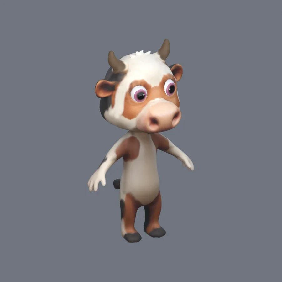 Anthro Cow Rigged, 3D model preview 2