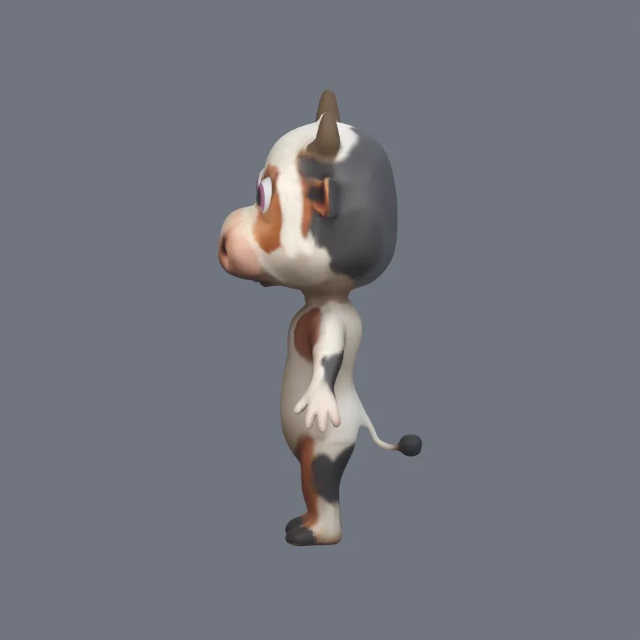 Anthro Cow Rigged, 3D model preview 3