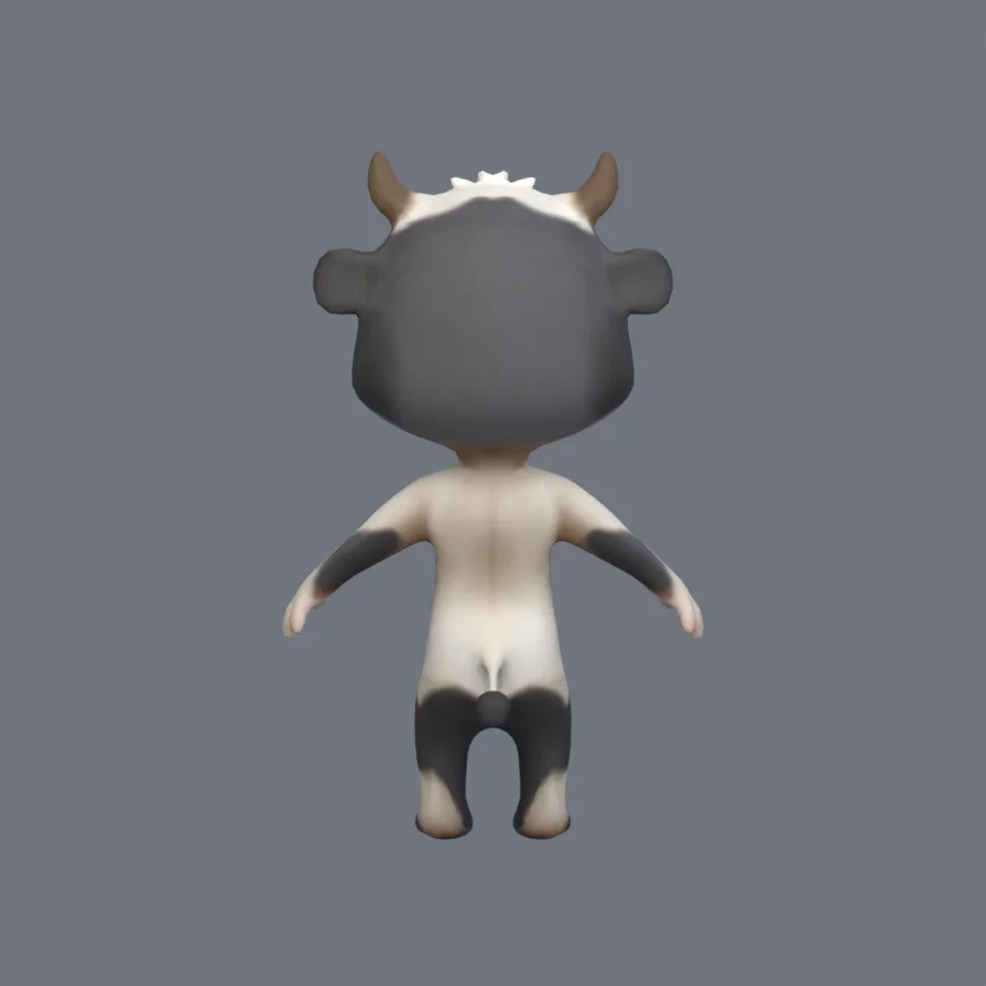 Anthro Cow Rigged, 3D model preview 4
