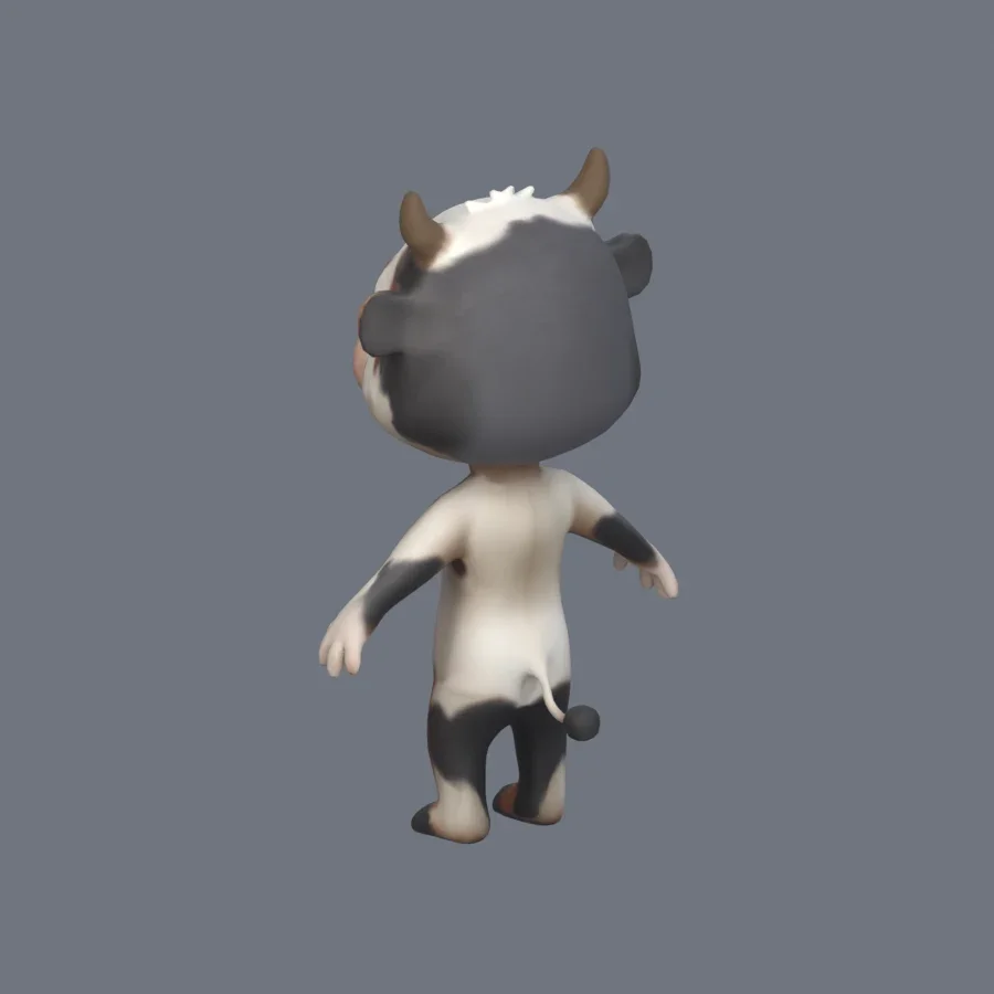 Anthro Cow Rigged, 3D model preview 6