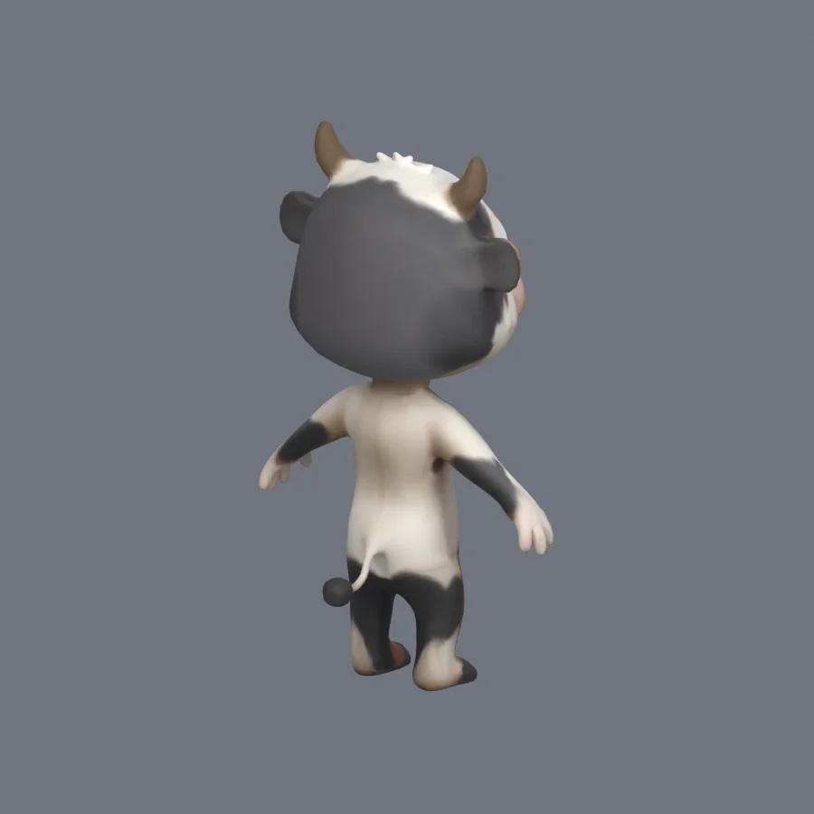 Anthro Cow Rigged, 3D model preview 7