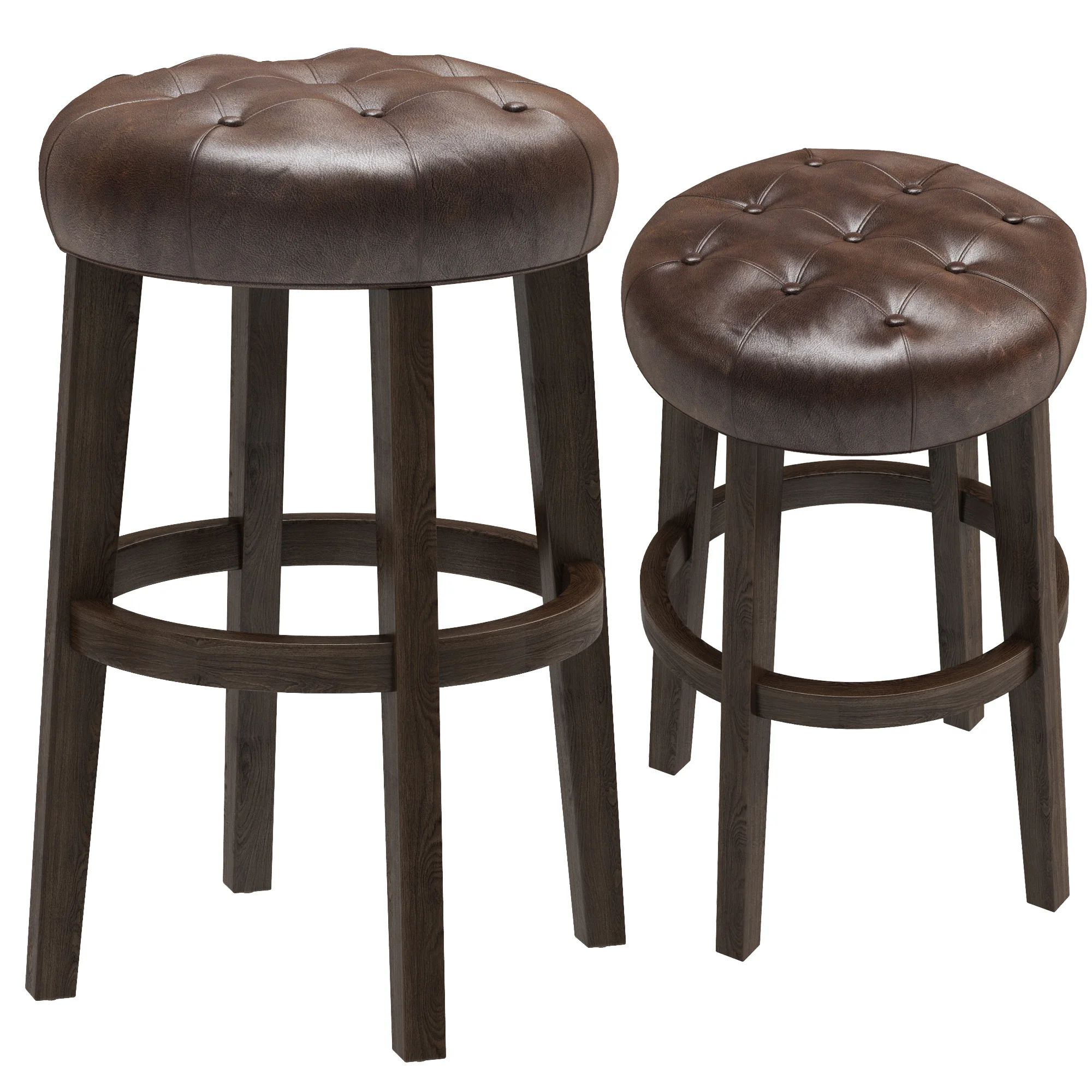 Restoration Hardware Bennett Backless Leather Stool — 3D model preview 1