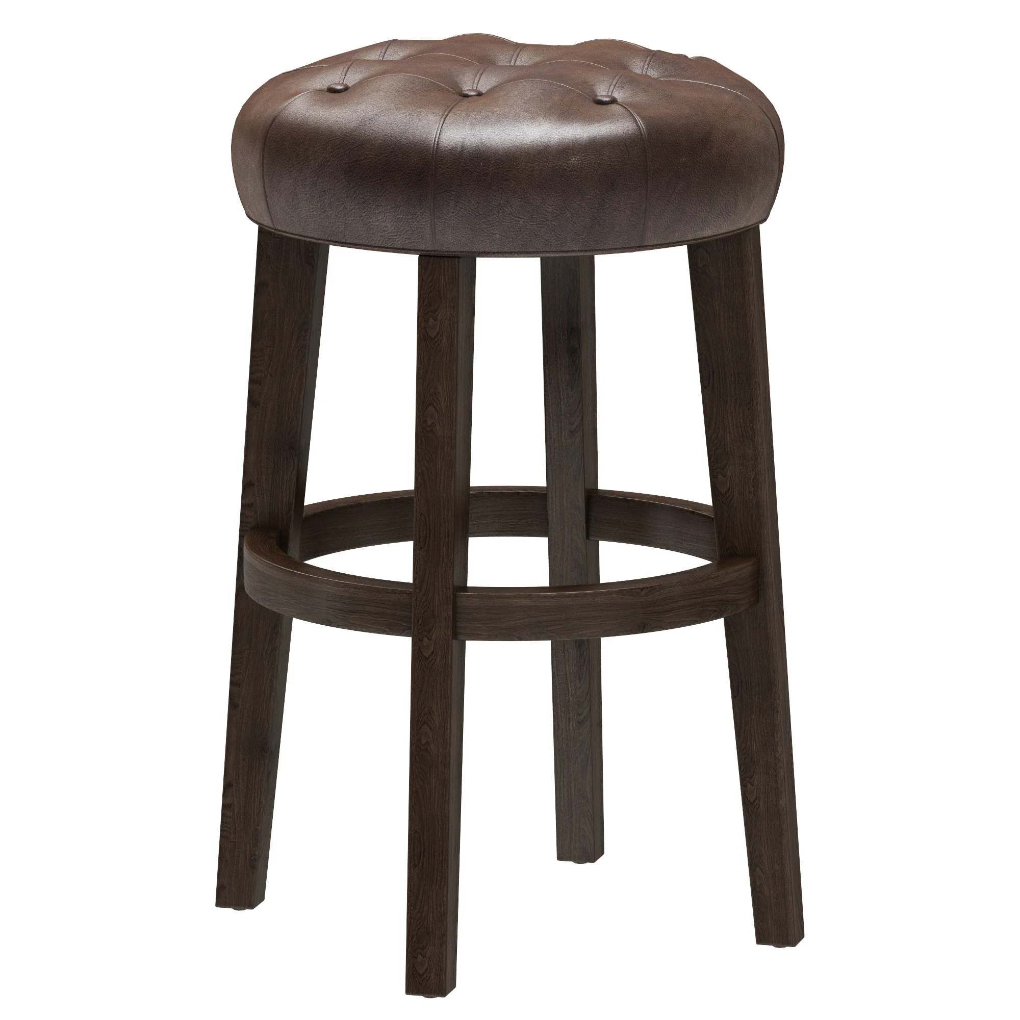 Restoration Hardware Bennett Backless Leather Stool — 3D model preview 2