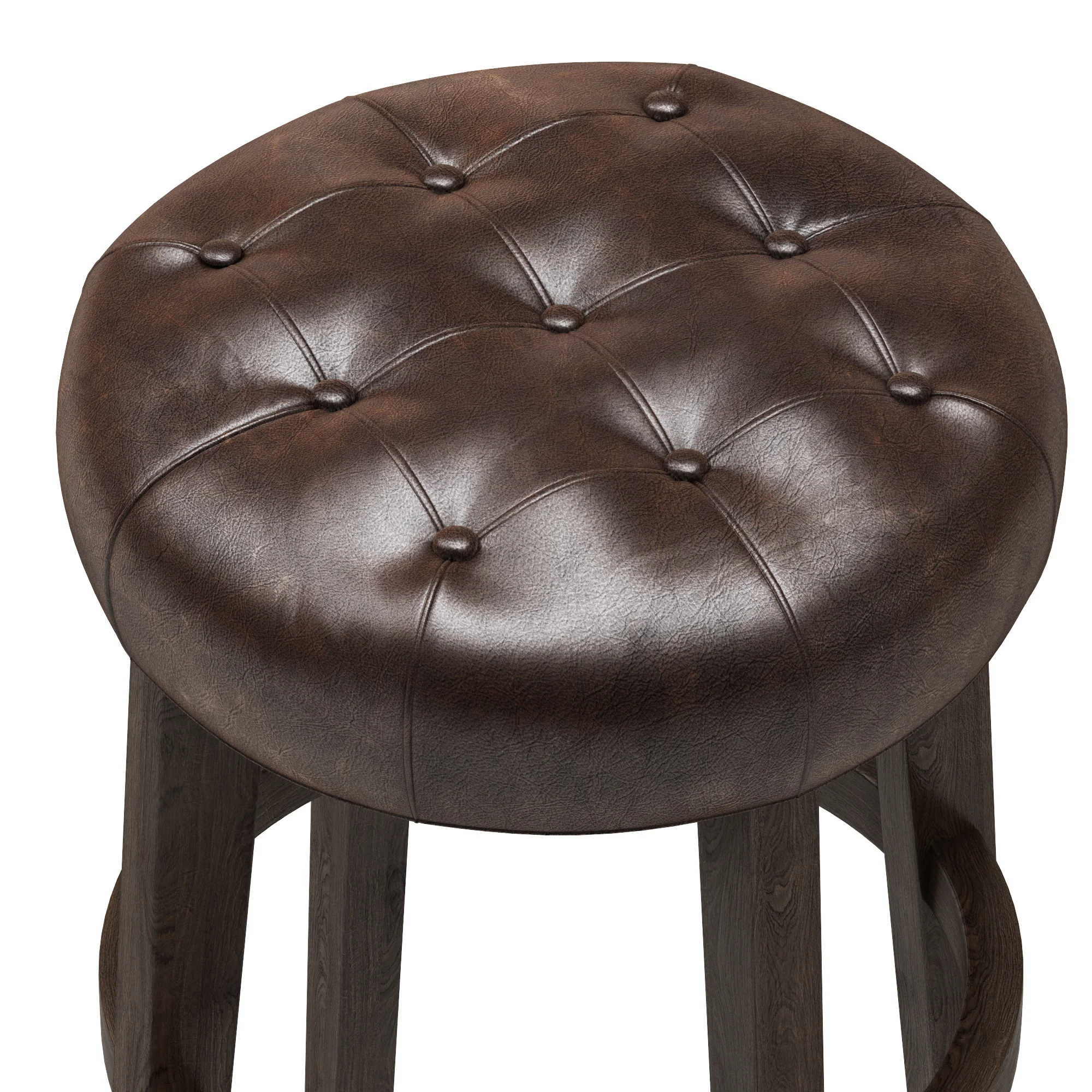 Restoration Hardware Bennett Backless Leather Stool — 3D model preview 4