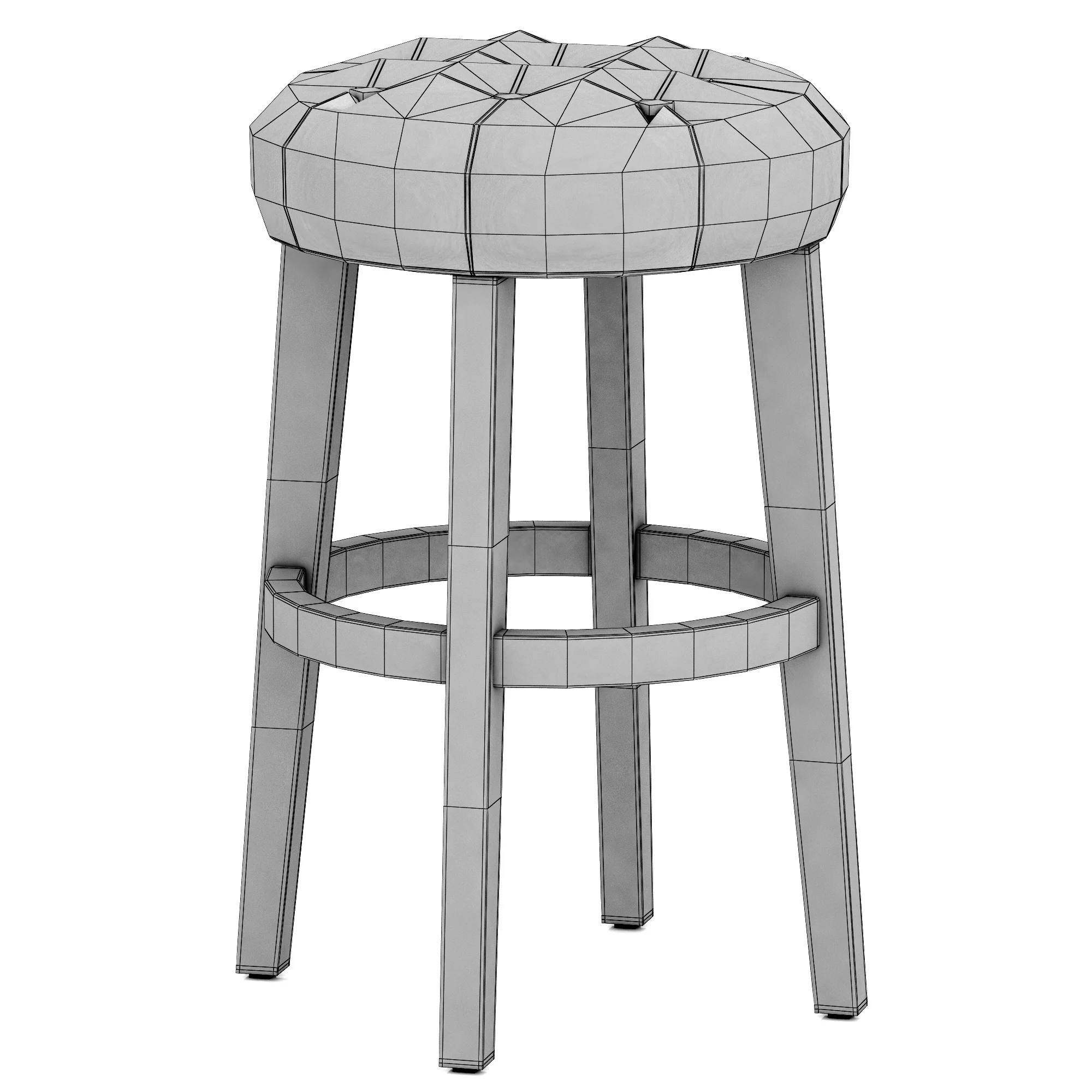 Restoration Hardware Bennett Backless Leather Stool — 3D model preview 8