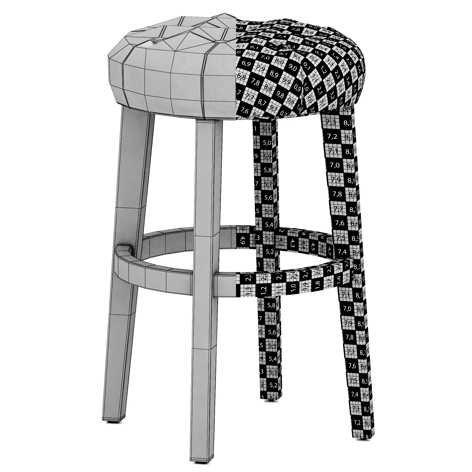 Restoration Hardware Bennett Backless Leather Stool — 3D model preview 9