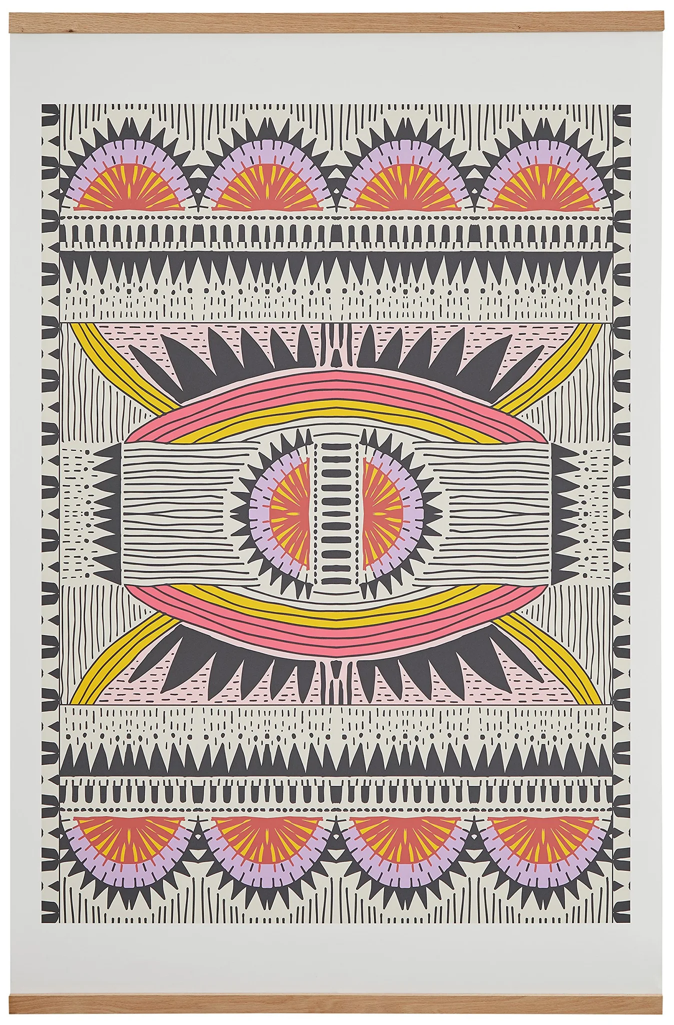 Tribal Multi-Color Art Print with Oak Hanger
