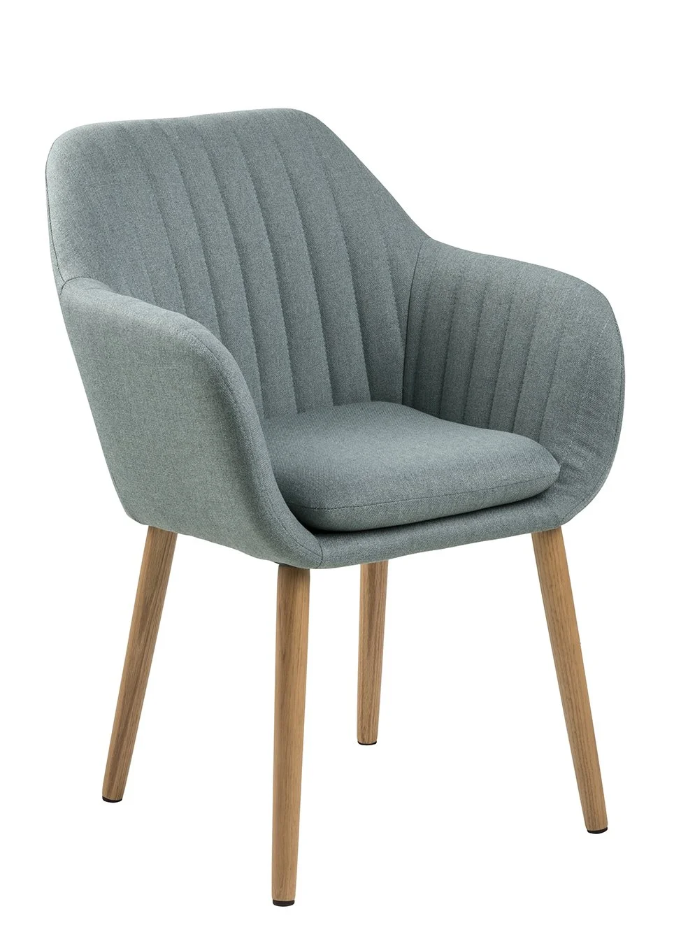 Scandinavian Fabric Dining Armchair with Oak Legs