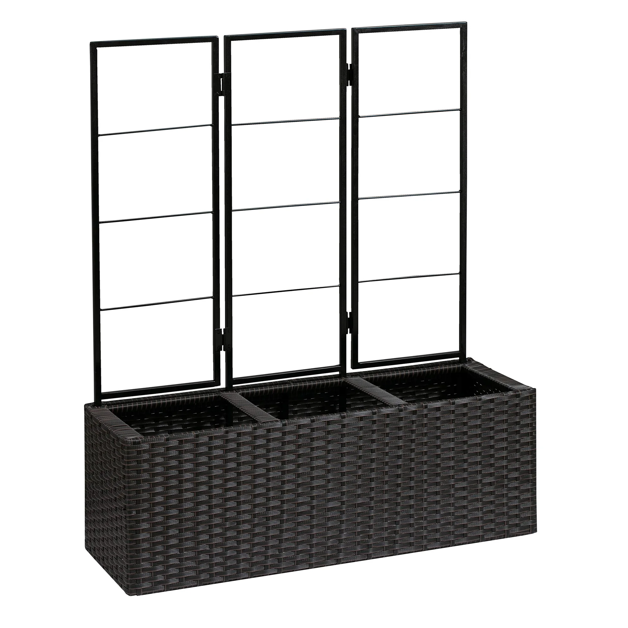 Wicker Planter Box with Metal Trellis