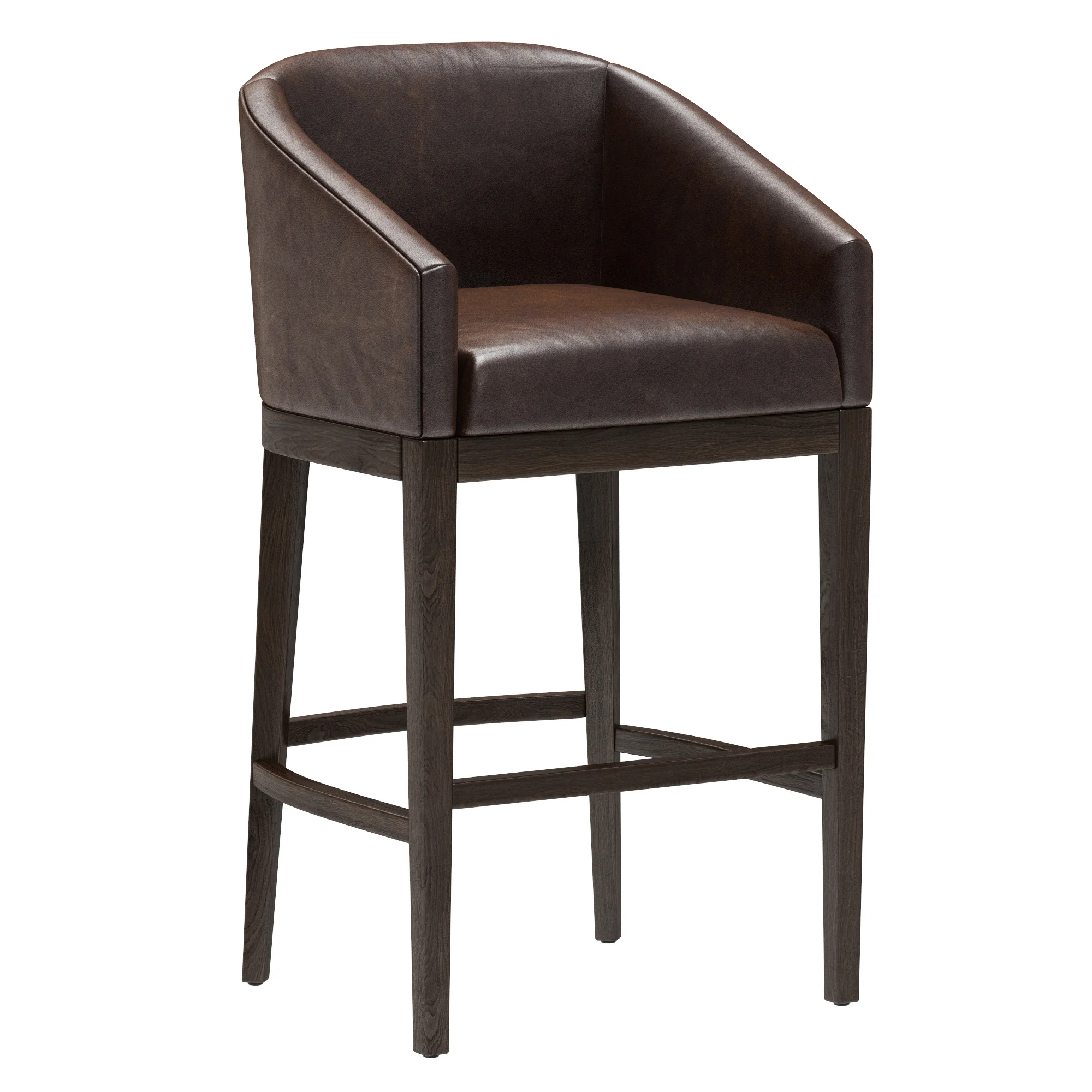 Restoration Hardware Morgan Barrelback Slope Leather Stool — 3D model preview 1