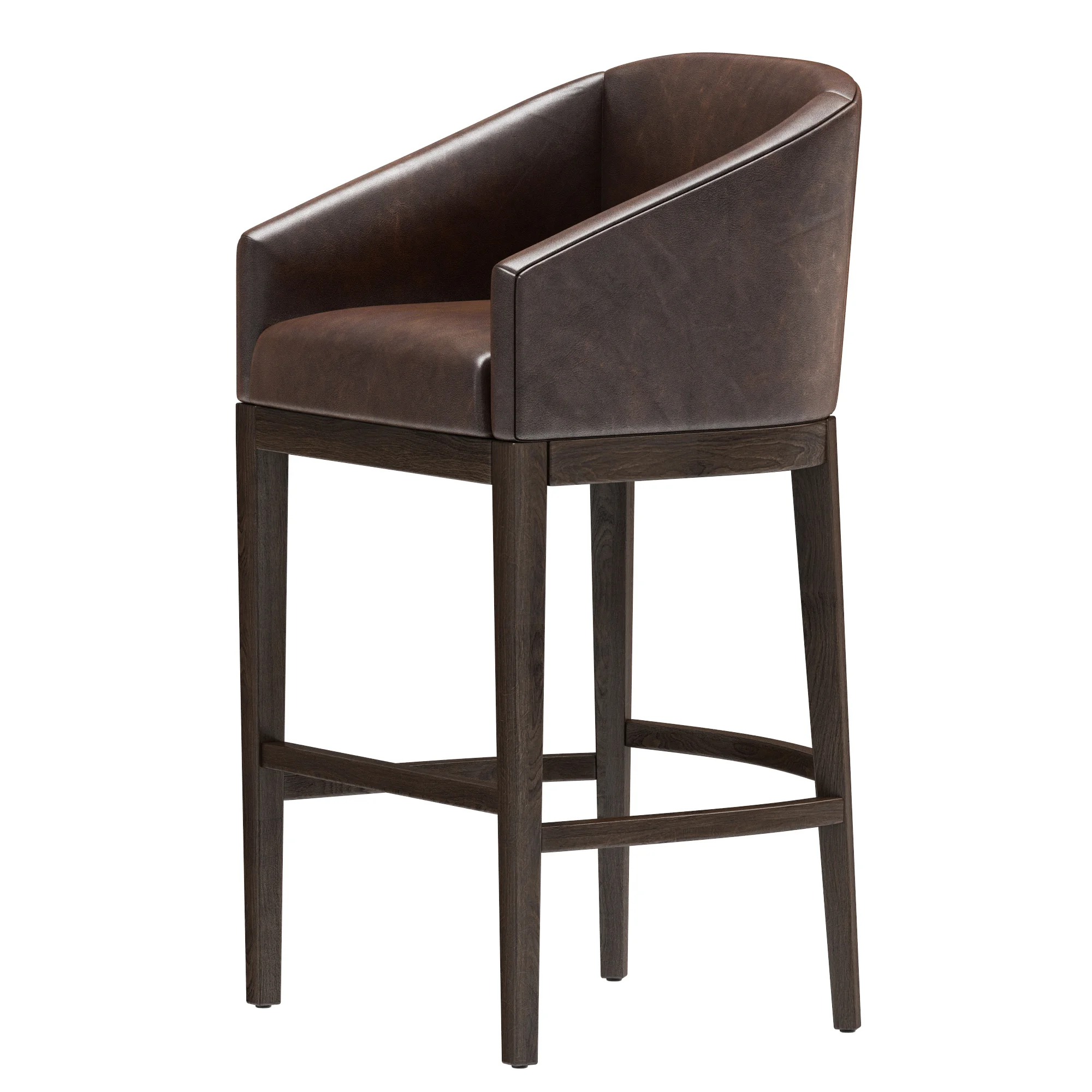 Restoration Hardware Morgan Barrelback Slope Leather Stool — 3D model preview 3