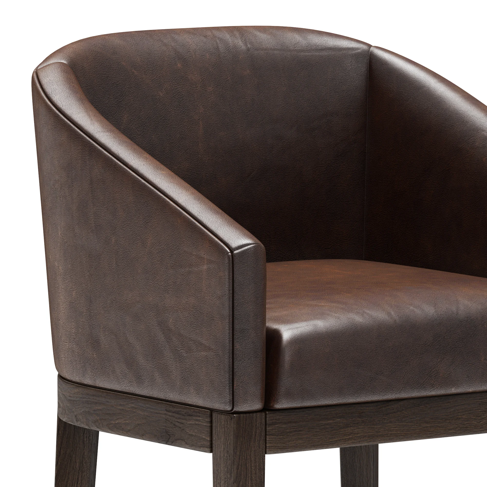 Restoration Hardware Morgan Barrelback Slope Leather Stool — 3D model preview 4
