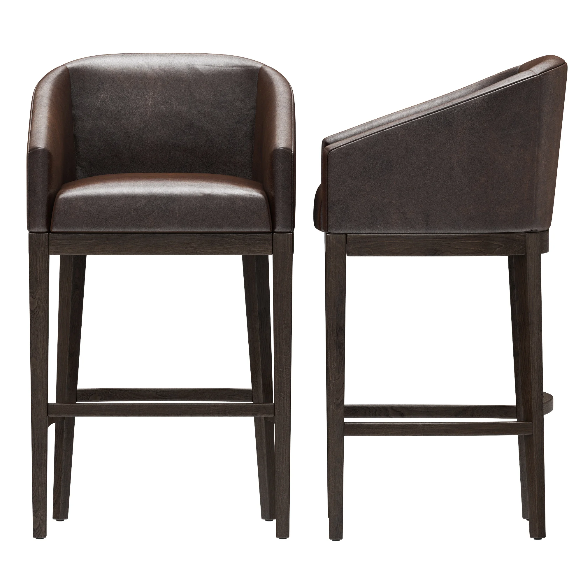 Restoration Hardware Morgan Barrelback Slope Leather Stool — 3D model preview 7