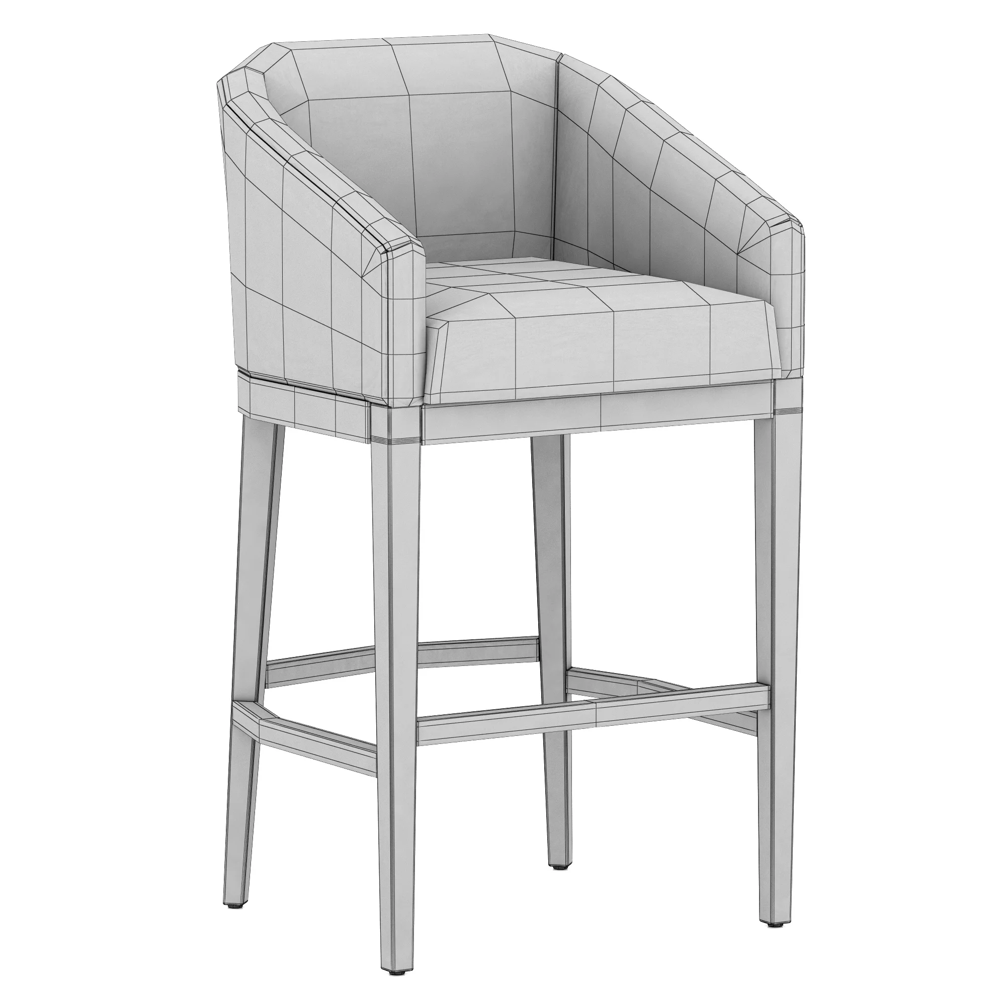 Restoration Hardware Morgan Barrelback Slope Leather Stool — 3D model preview 8