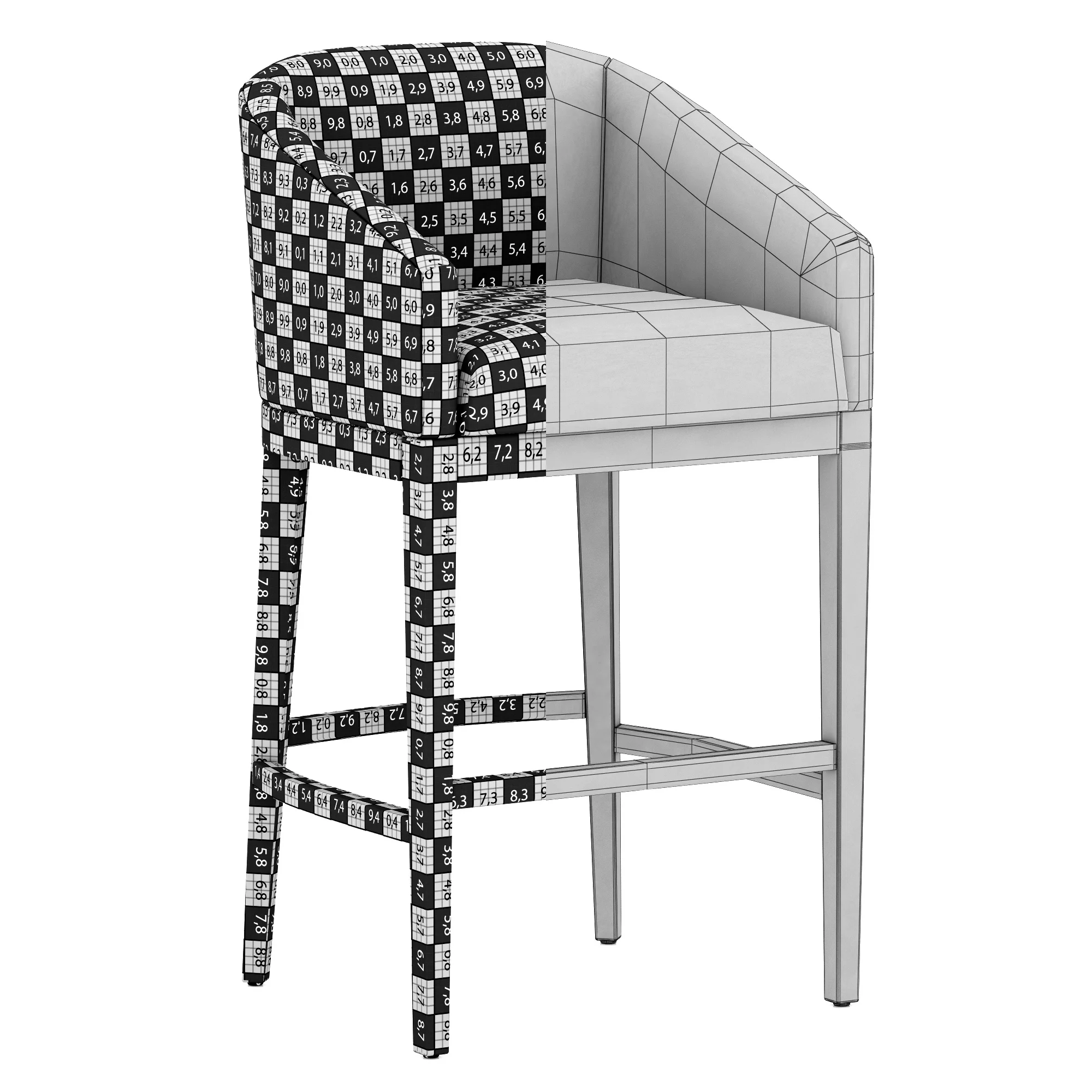 Restoration Hardware Morgan Barrelback Slope Leather Stool — 3D model preview 9