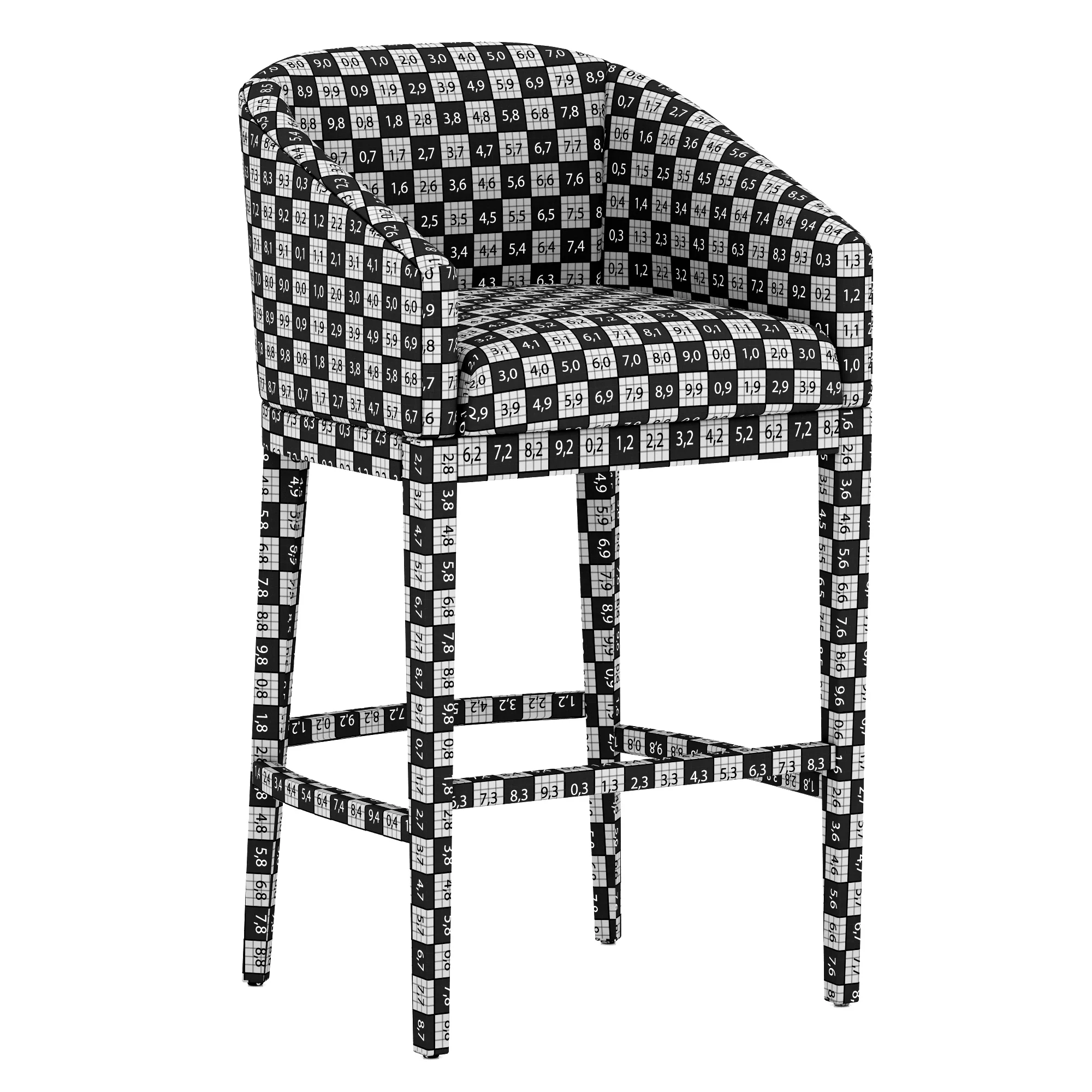 Restoration Hardware Morgan Barrelback Slope Leather Stool — 3D model preview 10
