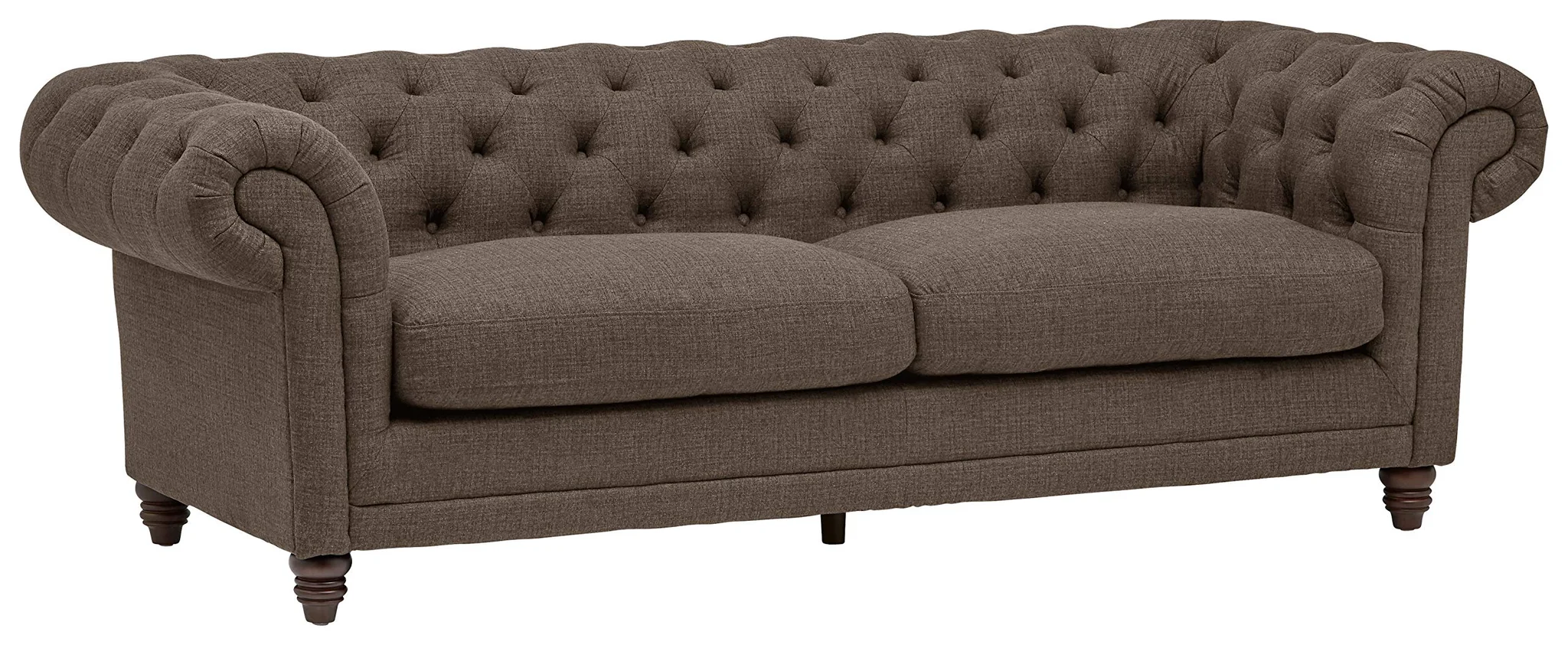 Chesterfield Tufted Fabric Sofa – Warm Grey