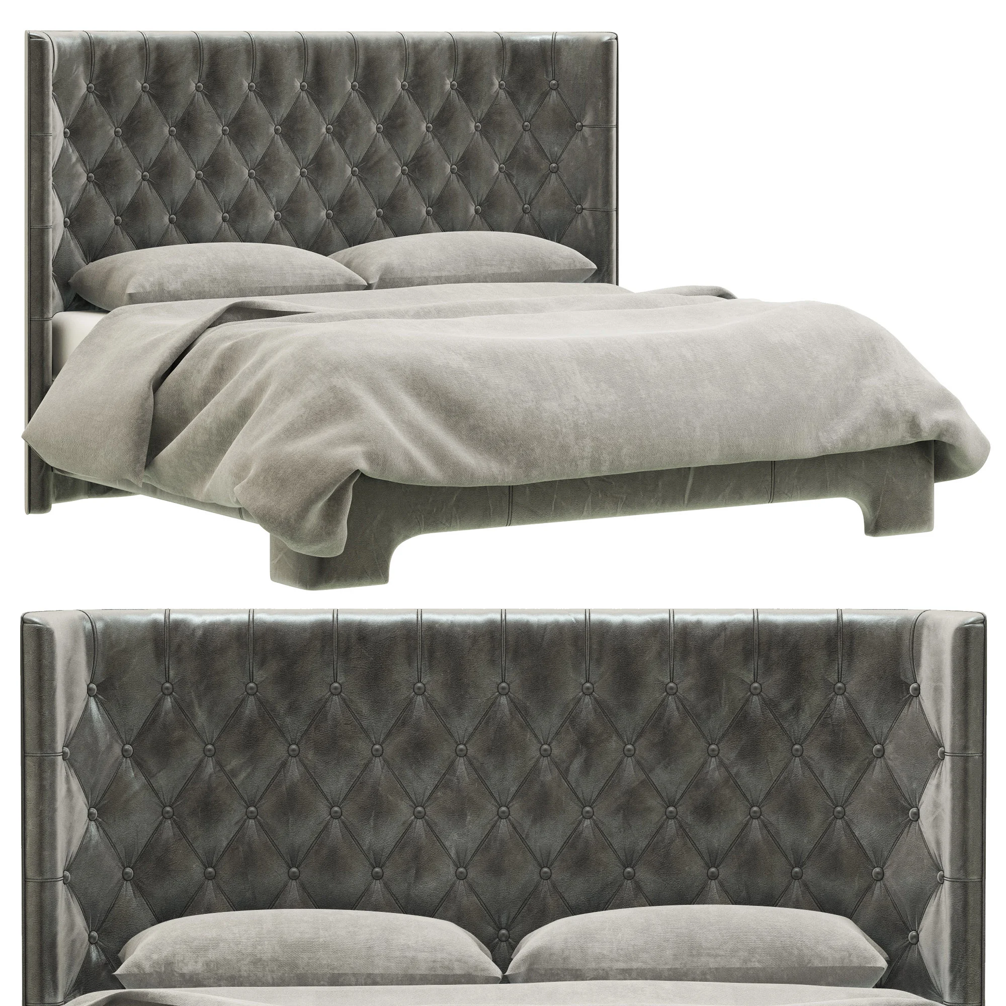 Restoration Hardware Atherton Leather Bed — 3D model preview 2