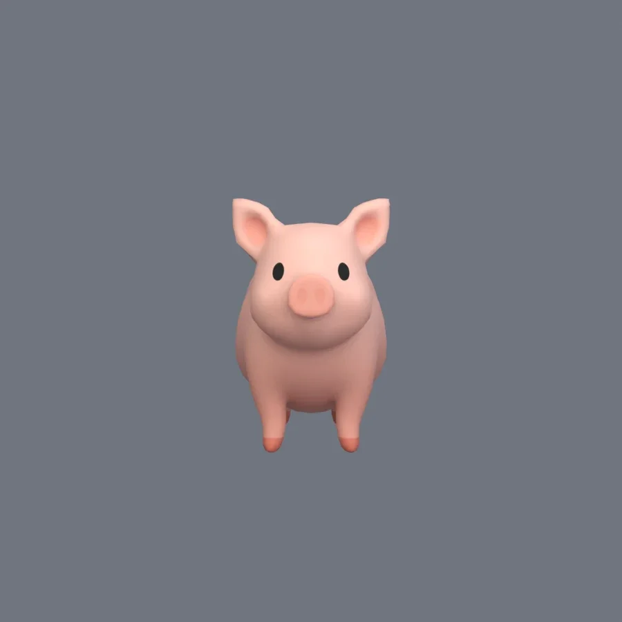 Stylized Animal Pig, 3D model preview 1