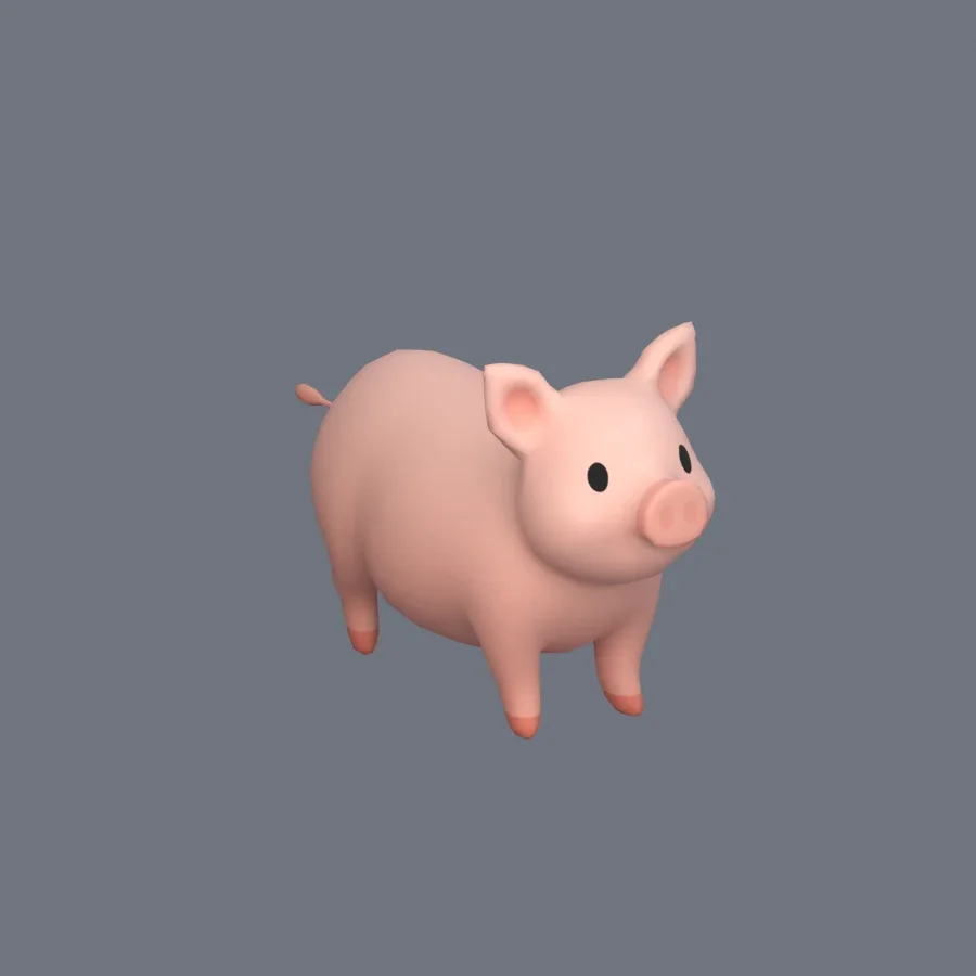 Stylized Animal Pig, 3D model preview 2