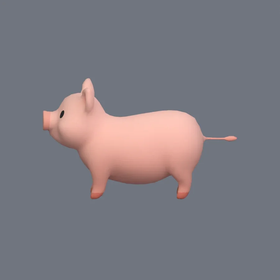 Stylized Animal Pig, 3D model preview 3