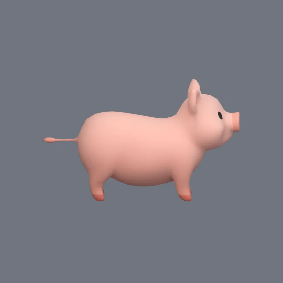 Stylized Animal Pig, 3D model preview 5