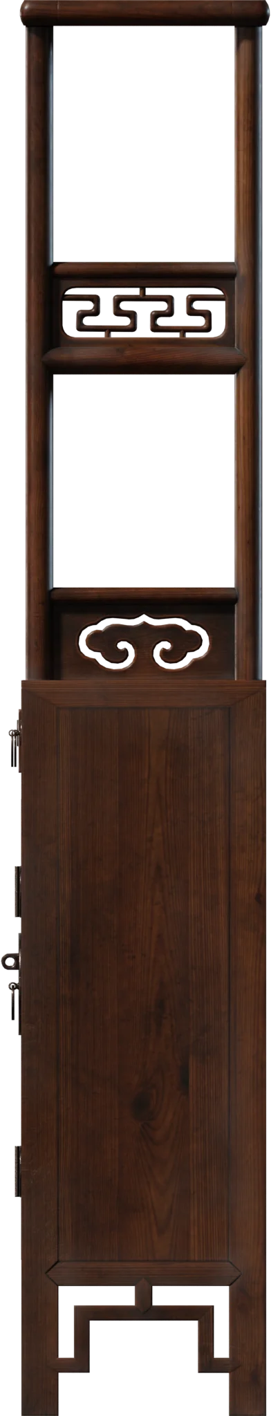 Chinese Antique Display Cabinet with Open Shelves, 3D model preview 3