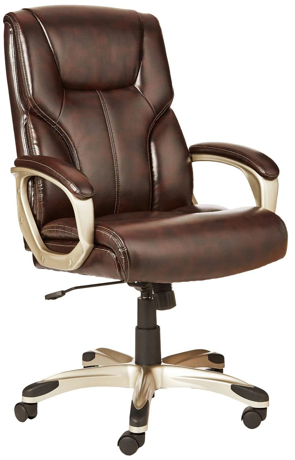 Brown Leather Executive Office Chair with Swivel Base
