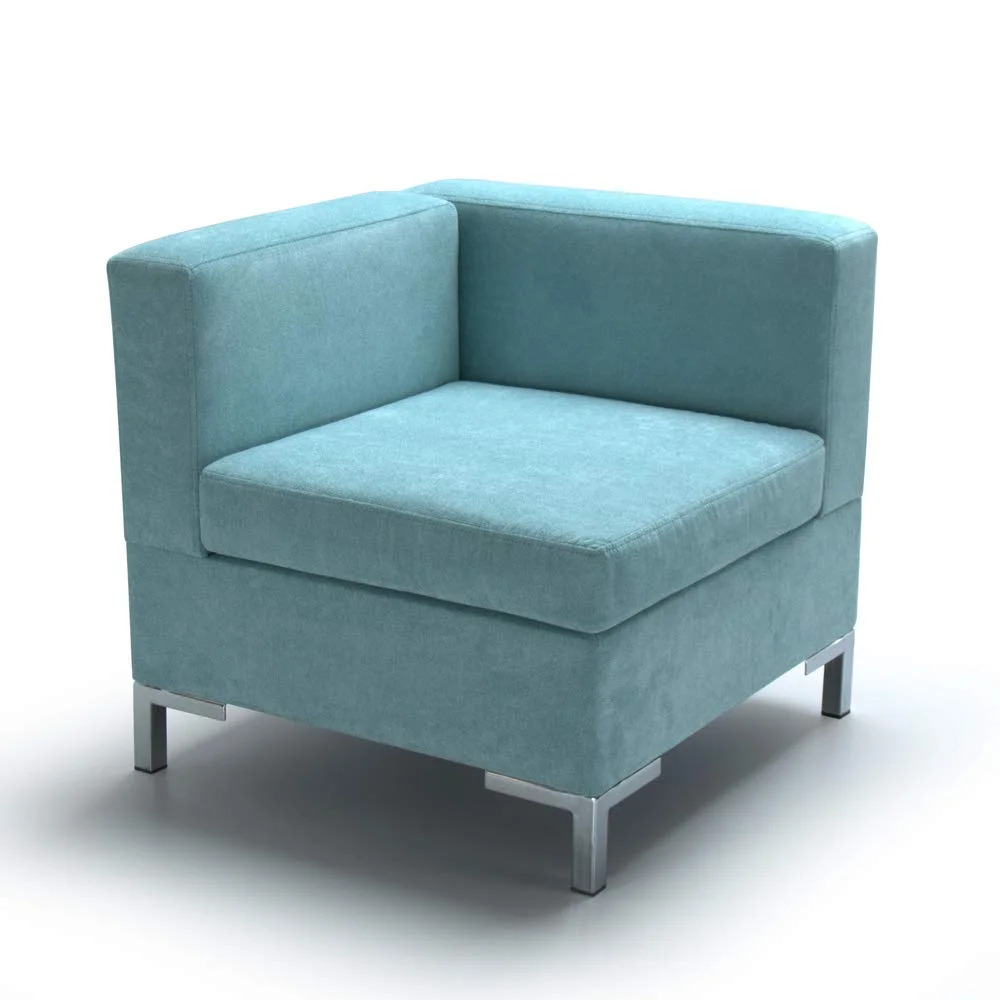 Modern Modular Corner Armchair Turquoise Fabric