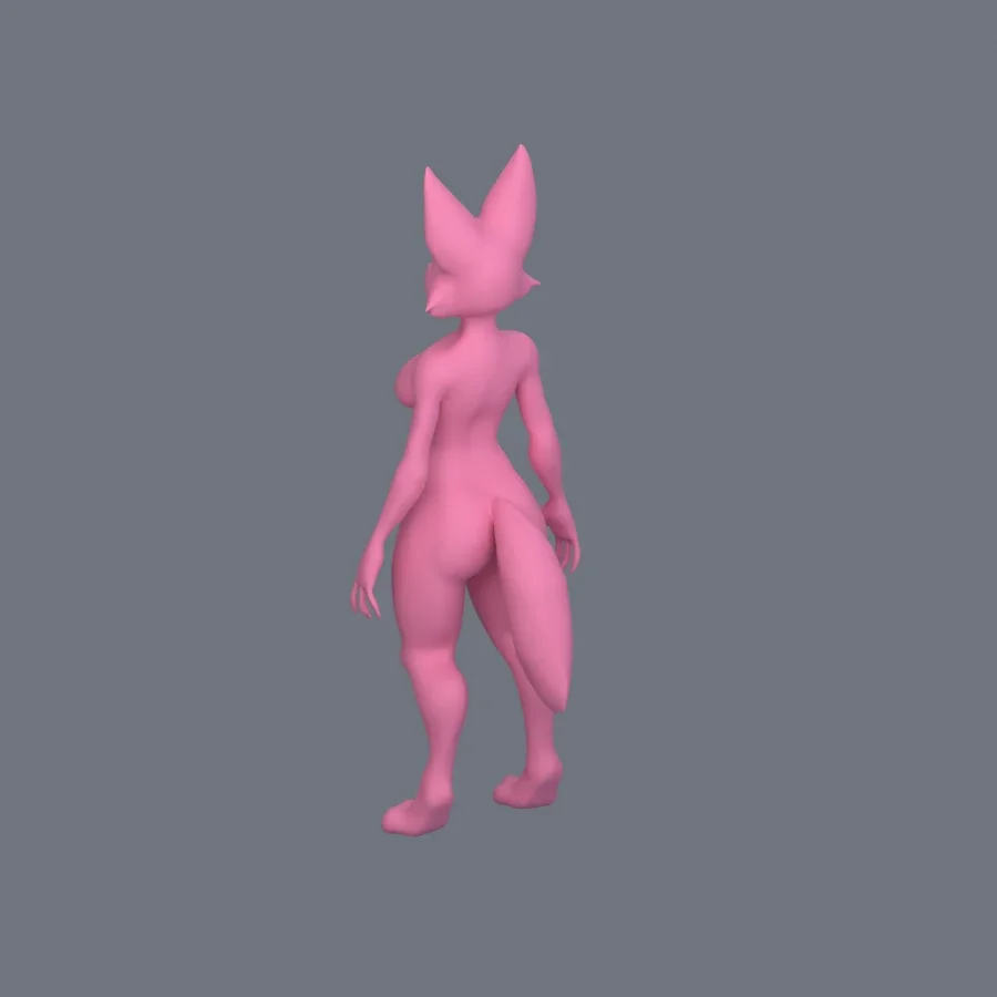 Furry Girl 02, 3D model preview 6