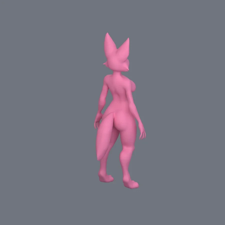 Furry Girl 02, 3D model preview 7