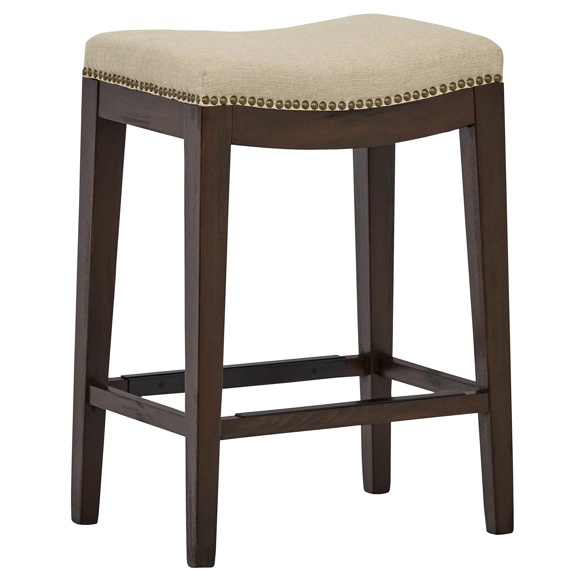 Farmhouse Saddle Counter Stool with Nailhead Trim