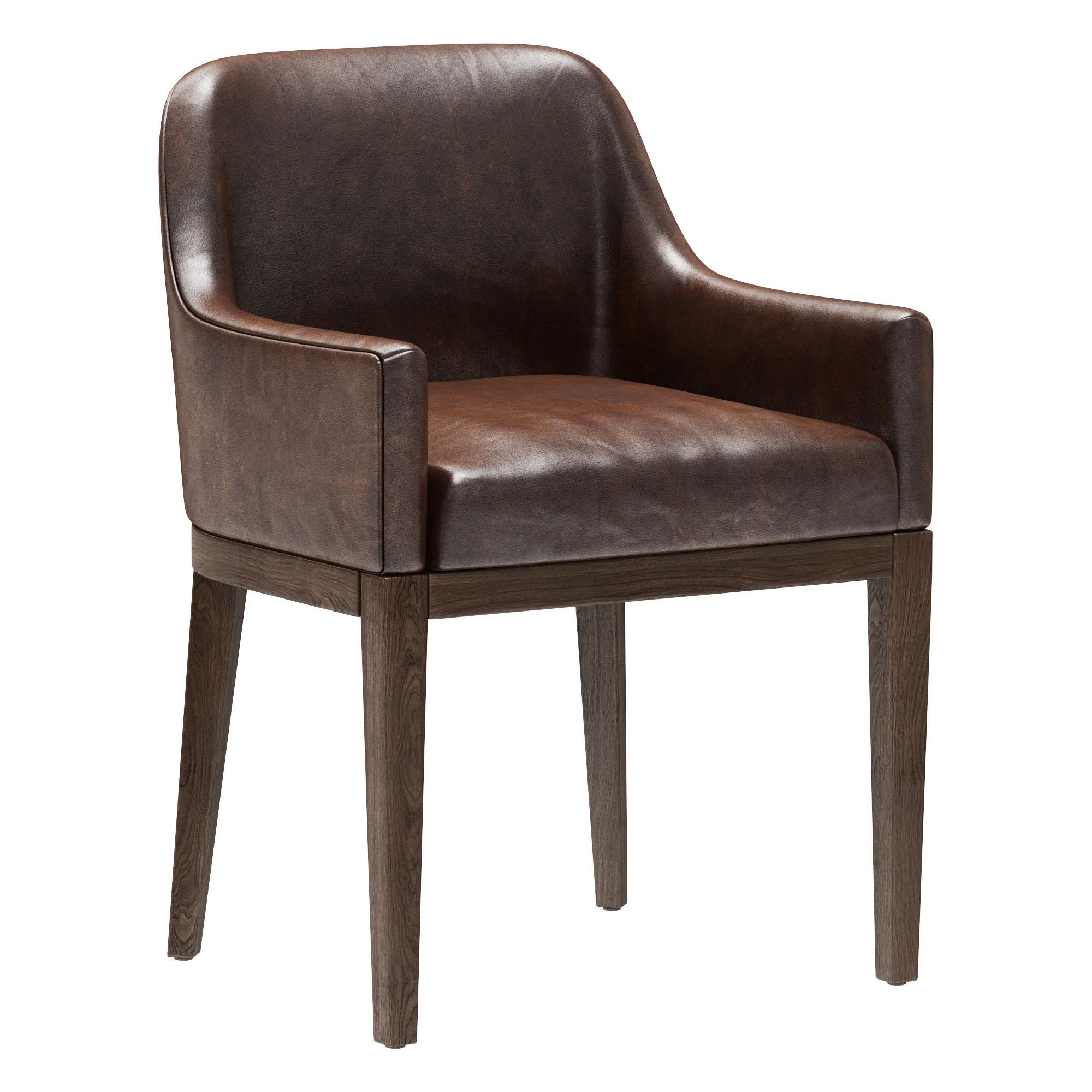 Restoration Hardware Morgan Curved Back Track Leather Armchair — 3D model preview 1
