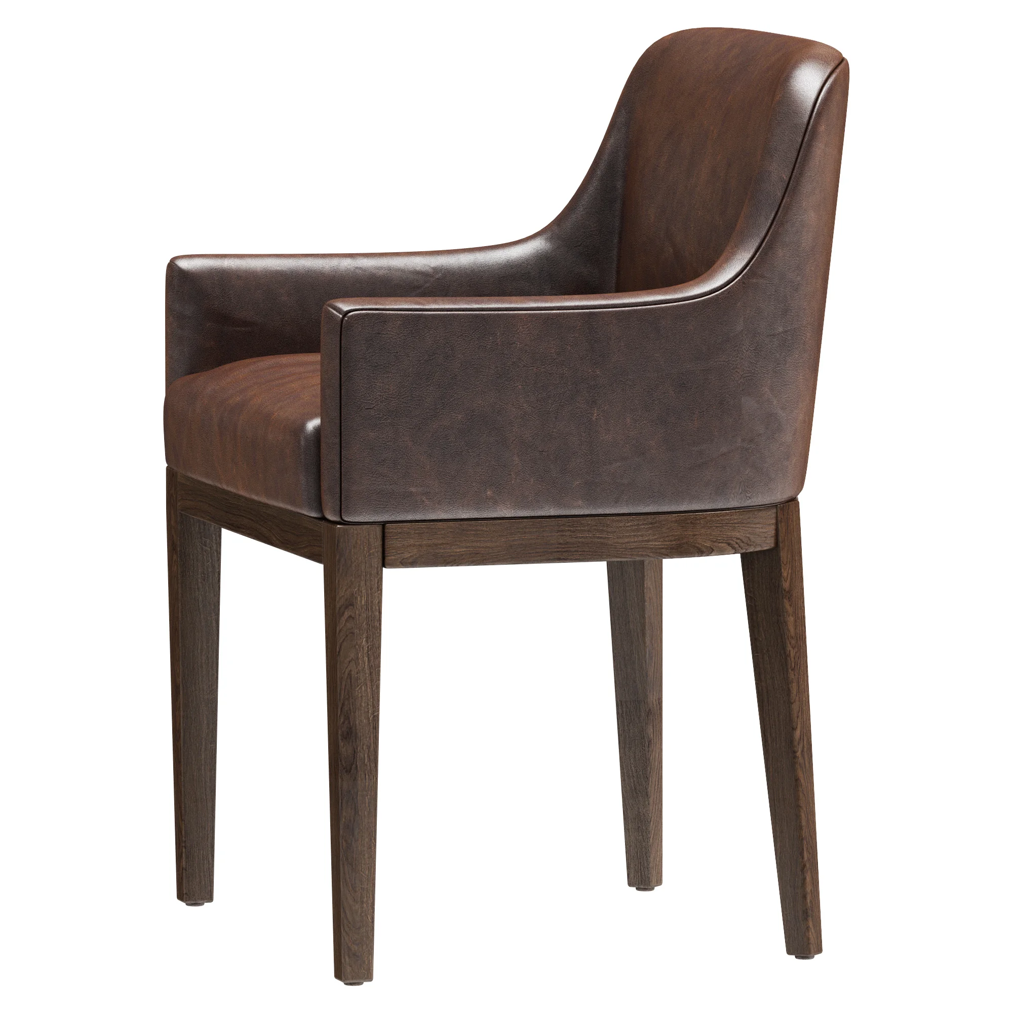 Restoration Hardware Morgan Curved Back Track Leather Armchair — 3D model preview 2