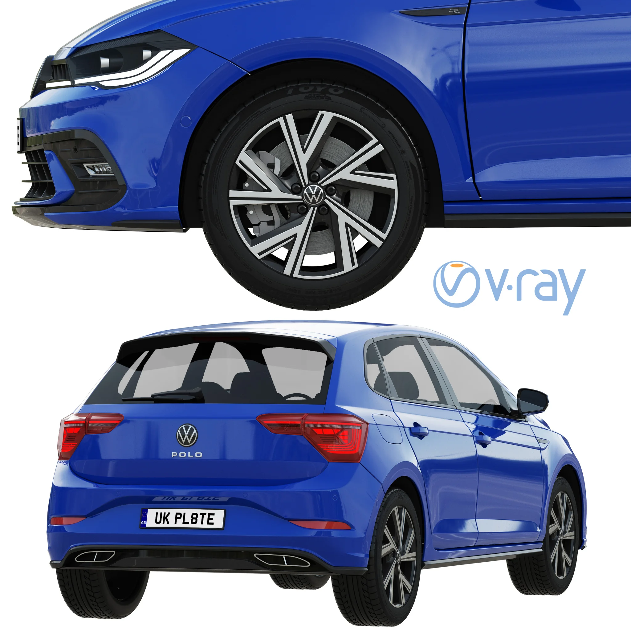 Volkswagen Polo 2022, 3D model preview 4