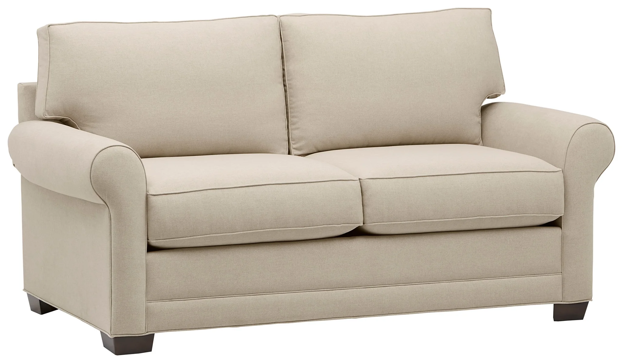 Classic Roll-Arm Loveseat Sofa – Sand Beige Fabric Upholstery