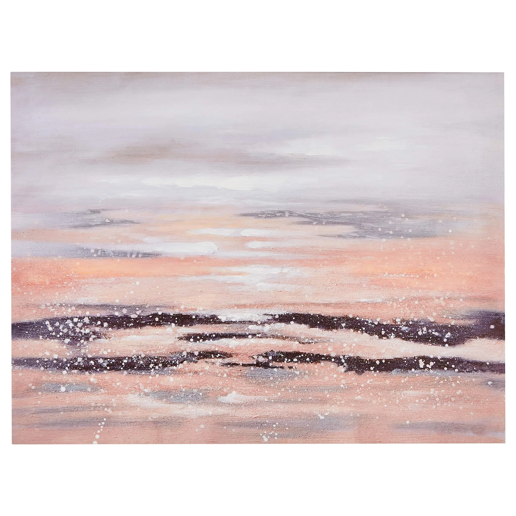 Abstract Coastal Sunset Canvas Wall Art – Peach and Purple Textured Print