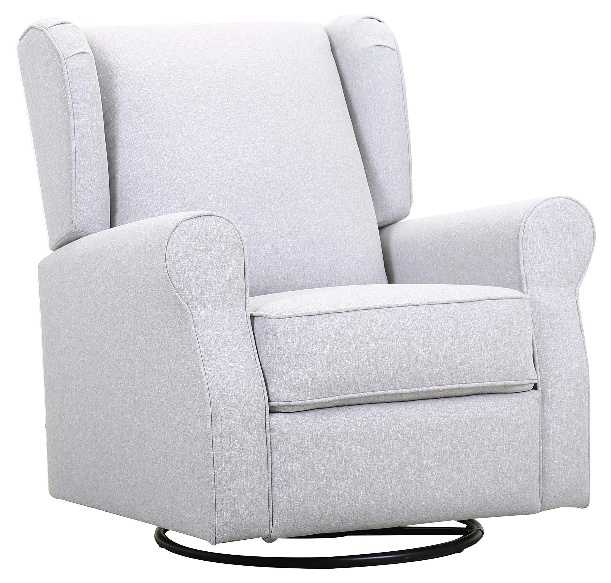 Wingback Swivel Glider Recliner Chair – Light Grey Fabric