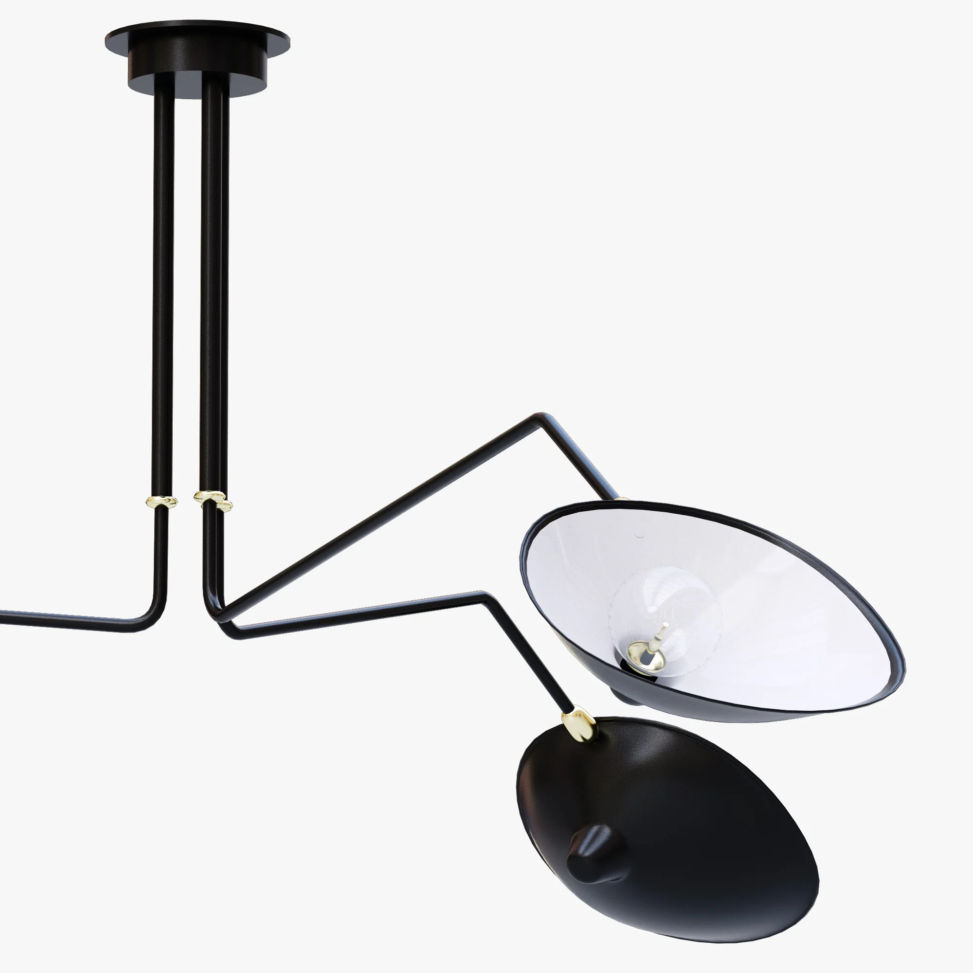Serge Mouille Ceiling Lamp 3 Arm MCL R3 — 3D model preview 4