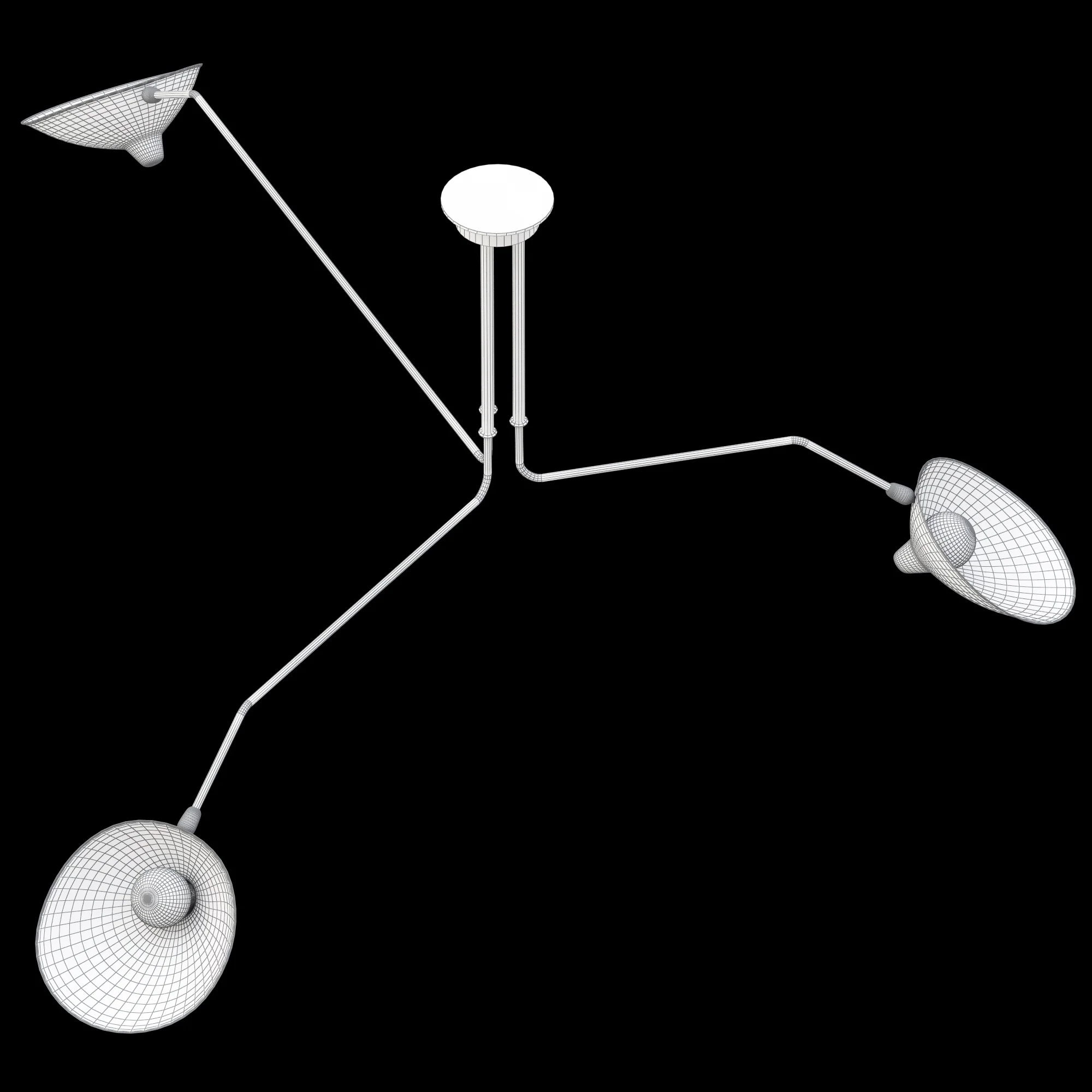 Serge Mouille Ceiling Lamp 3 Arm MCL R3 — 3D model preview 5