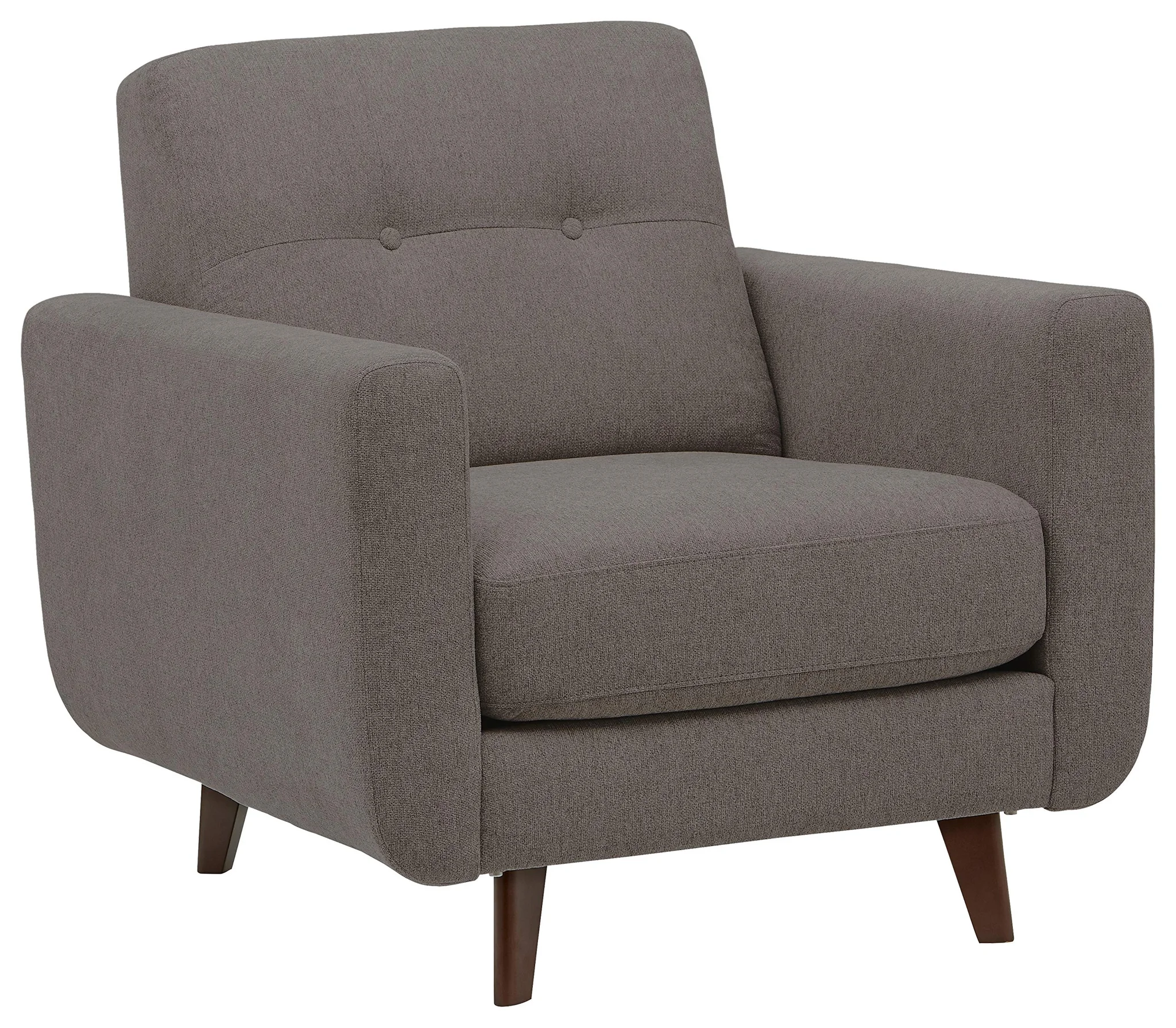 Mid-Century Modern Armchair with Tapered Wood Legs – Storm Grey Fabric