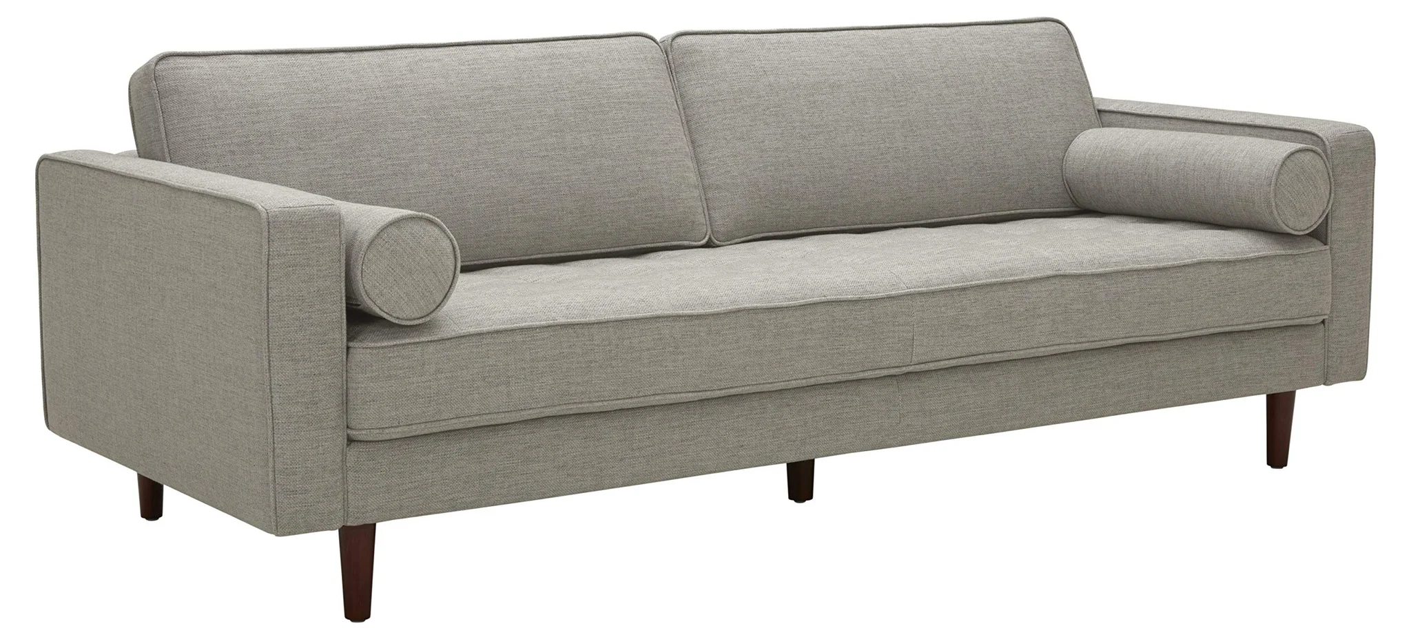 Mid-Century Modern Sofa with Tapered Wood Legs – Light Grey Fabric