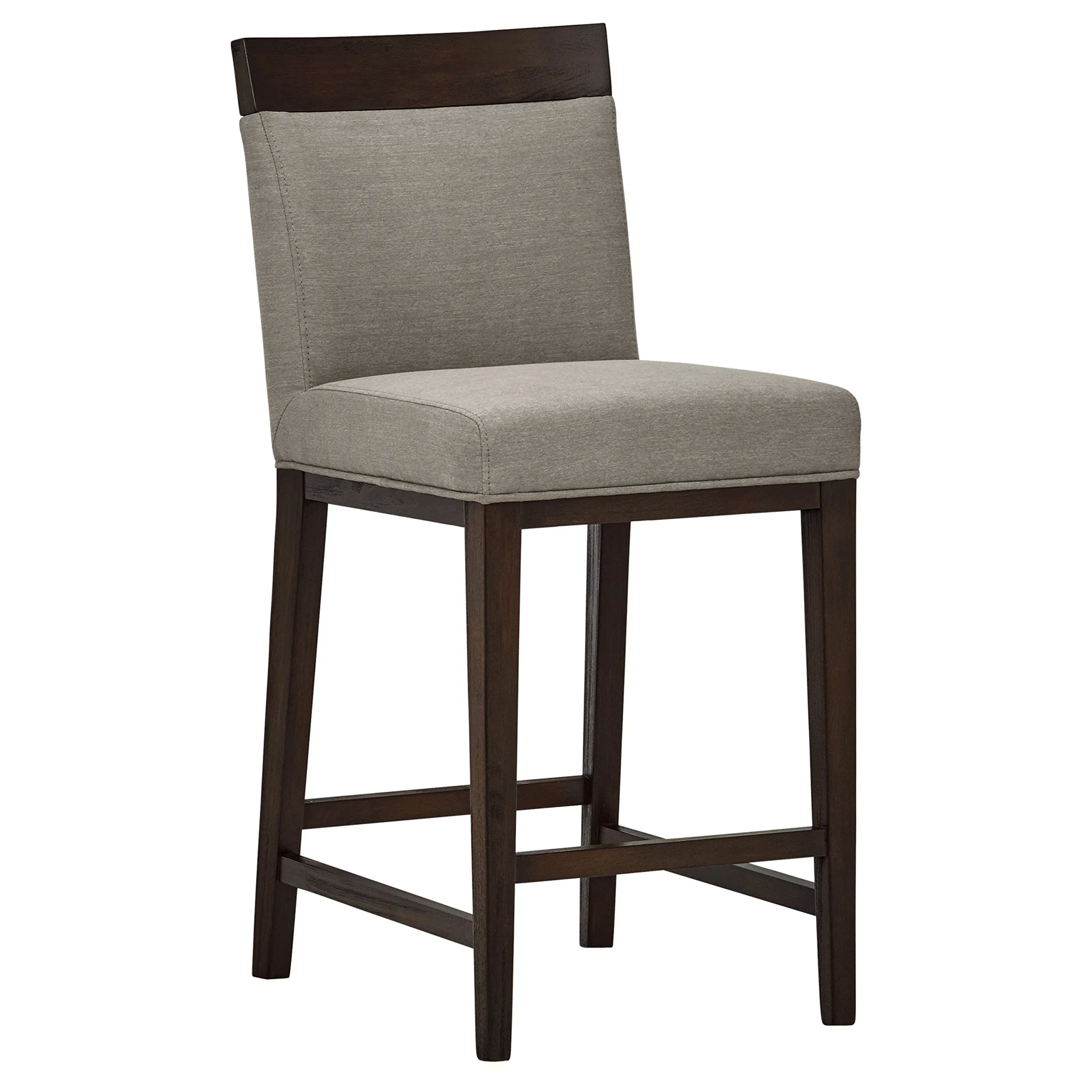 Modern Upholstered Counter-Height Bar Stool with Dark Wood Frame