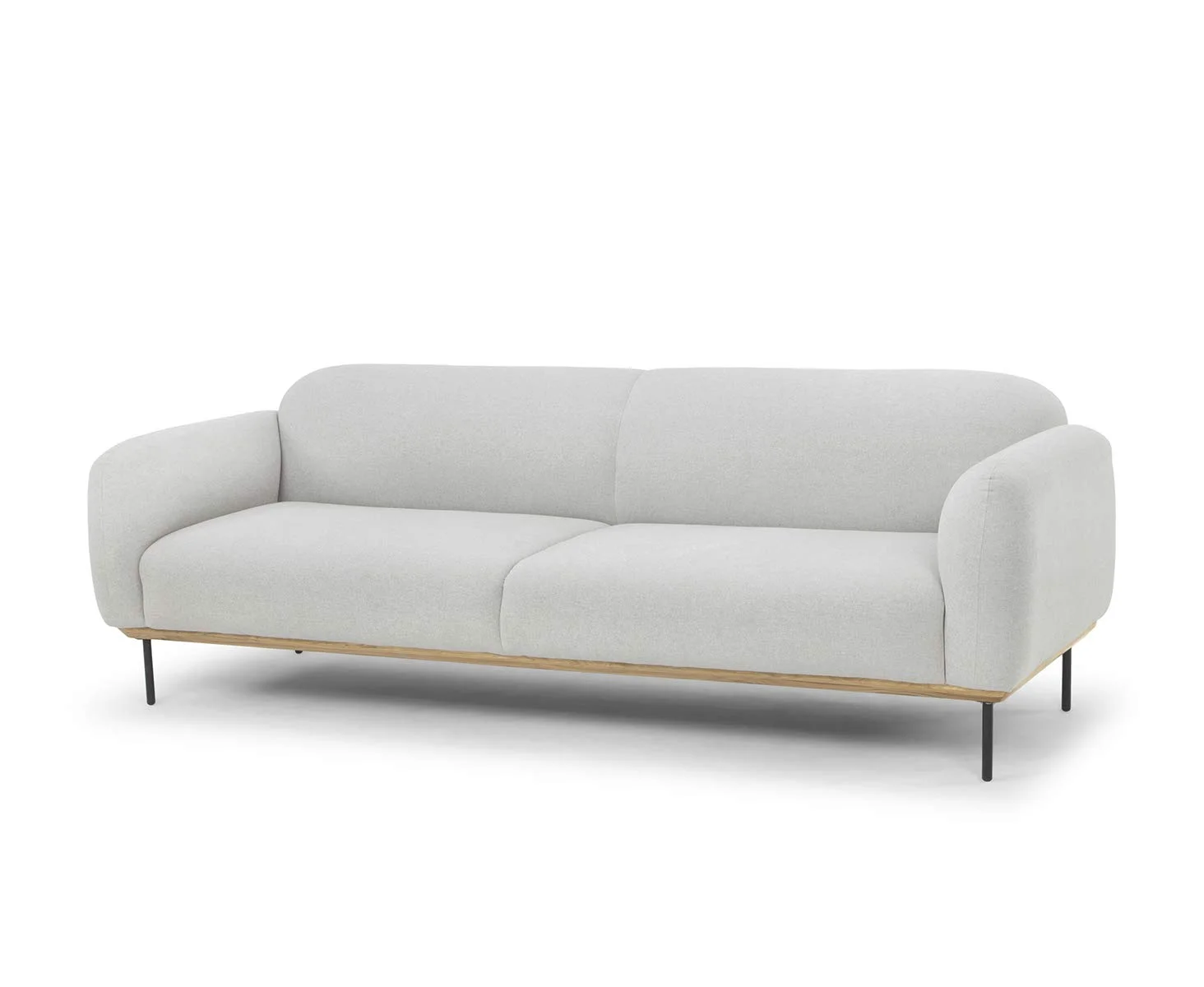 Scandinavian 3-Seater Upholstered Sofa with Wood Base and Metal Legs
