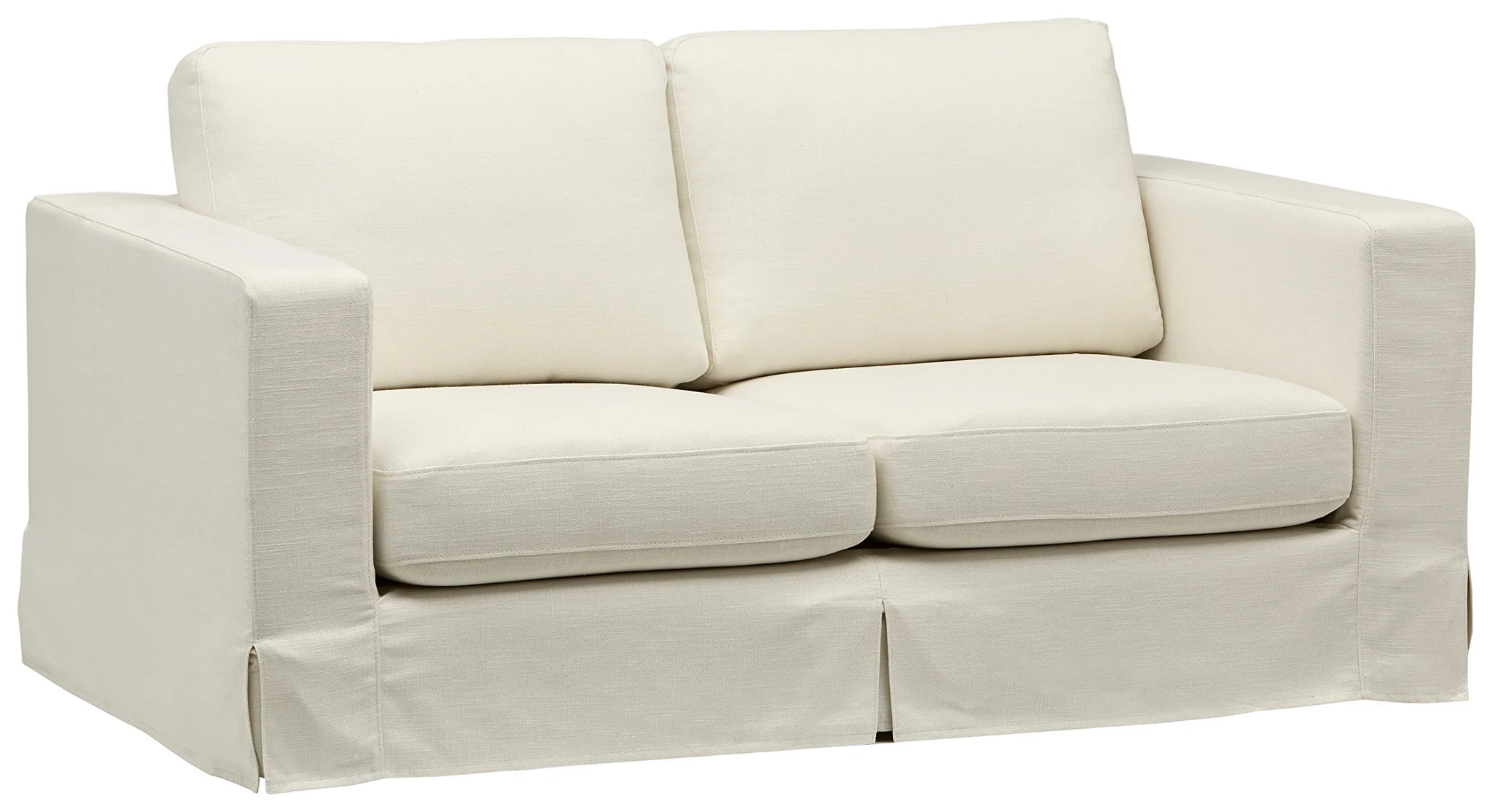 Modern White Fabric Loveseat Sofa with Slipcover