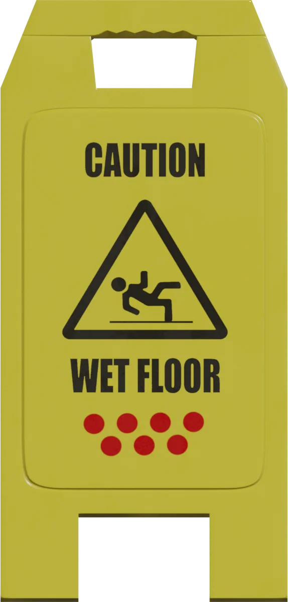 Yellow Caution Wet Floor Sign, 3D model preview 2